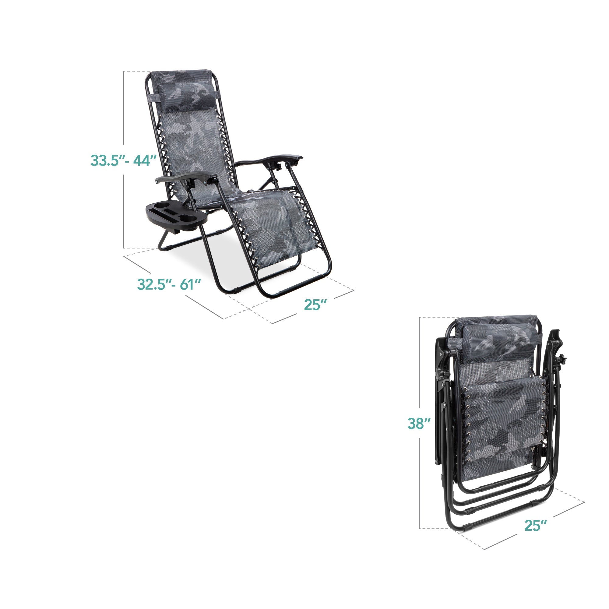 Zero Gravity Recliner Chairs - Set of 2 with Cup Holder Trays