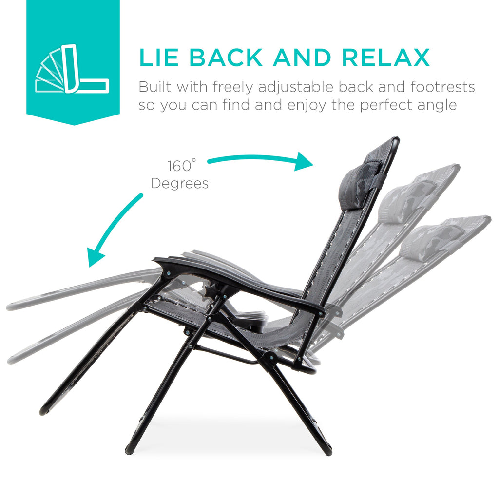 Zero Gravity Recliner Chairs - Set of 2 with Cup Holder Trays