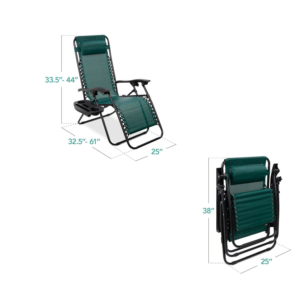 Zero Gravity Recliner Chairs - Set of 2 with Cup Holder Trays