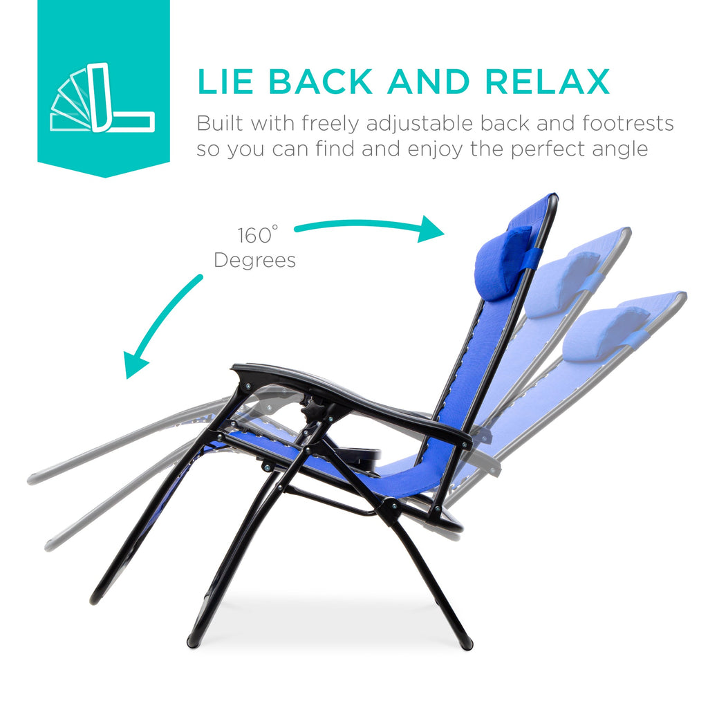 Zero Gravity Recliner Chairs - Set of 2 with Cup Holder Trays