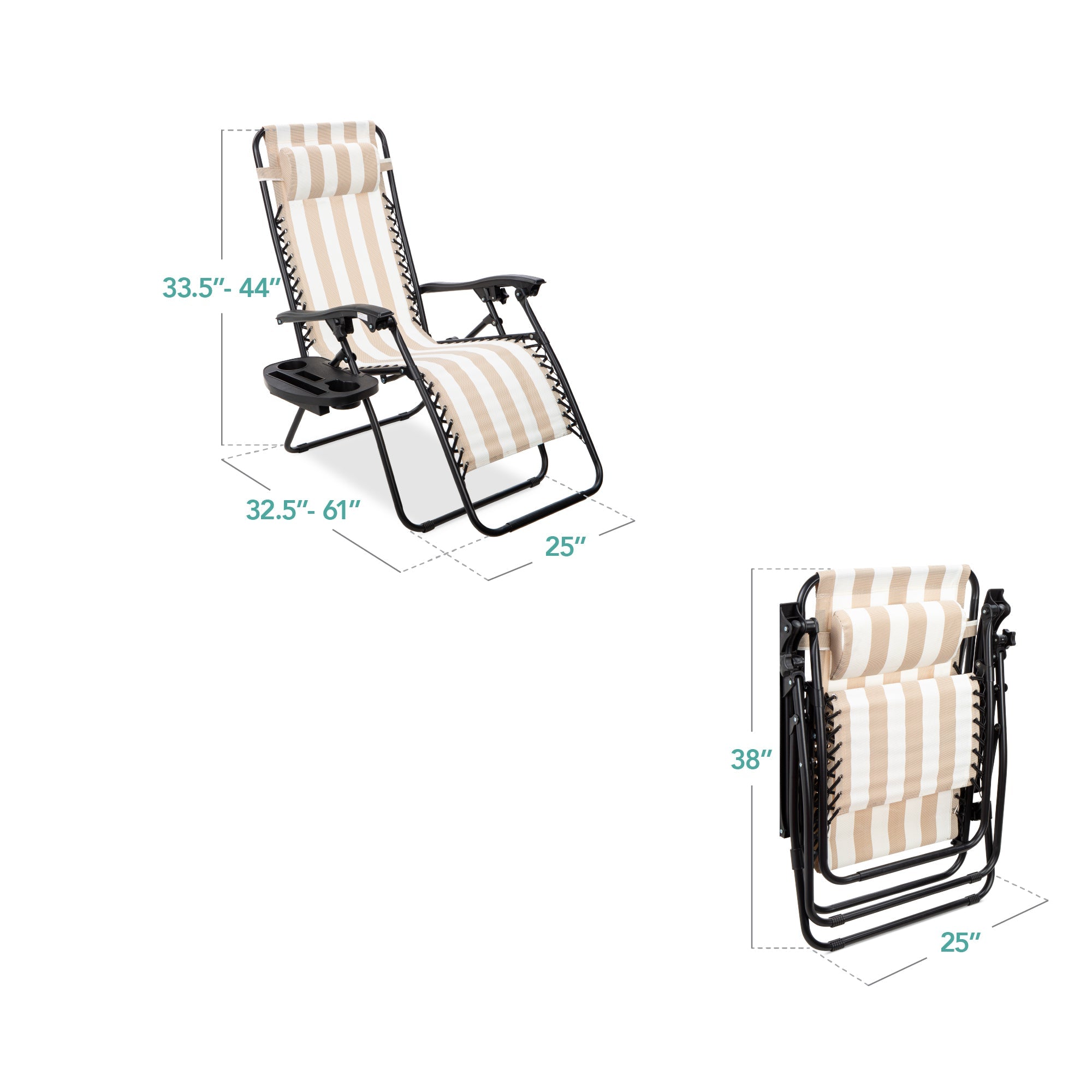 Zero Gravity Recliner Chairs - Set of 2 with Cup Holder Trays