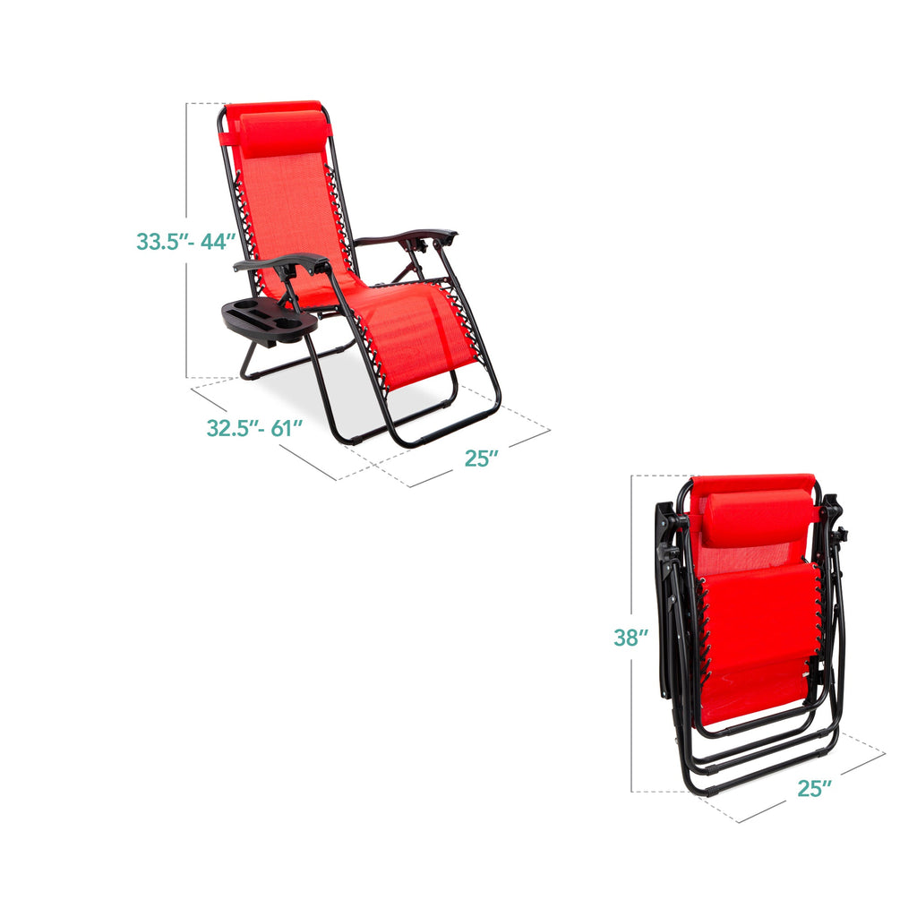 Zero Gravity Recliner Chairs - Set of 2 with Cup Holder Trays