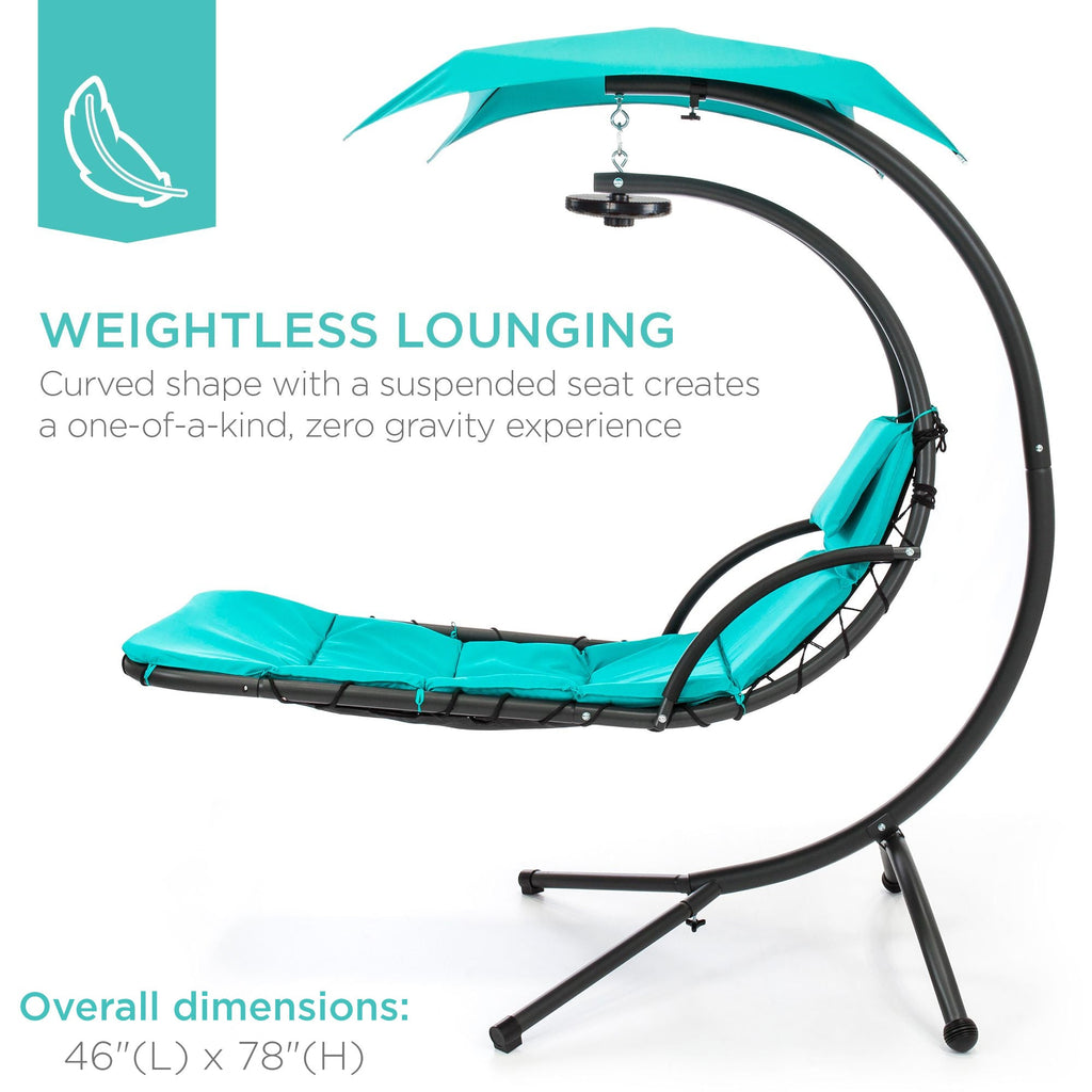 Curved Hanging Chaise with Canopy (Optional LED Light)