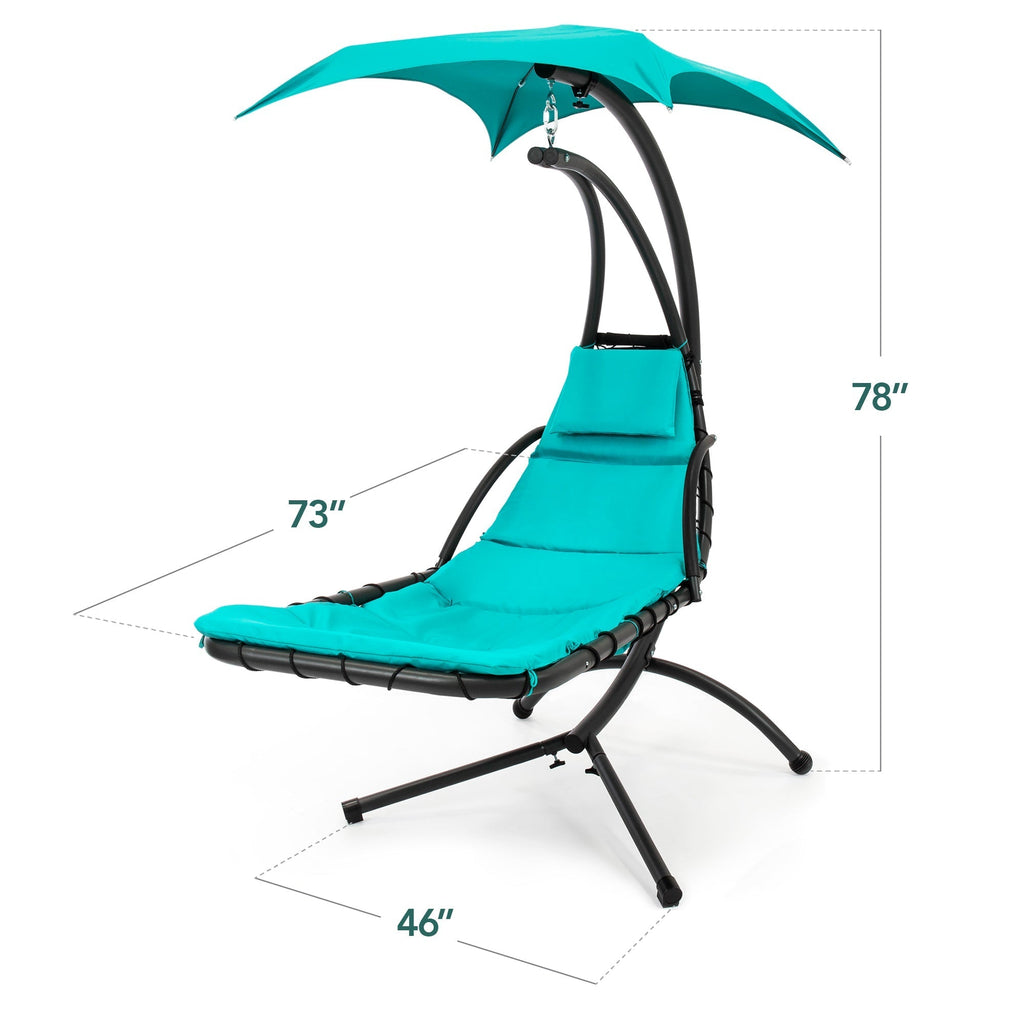 Curved Hanging Chaise with Canopy (Optional LED Light)