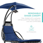 Curved Hanging Chaise with Canopy (Optional LED Light)