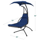 Curved Hanging Chaise with Canopy (Optional LED Light)