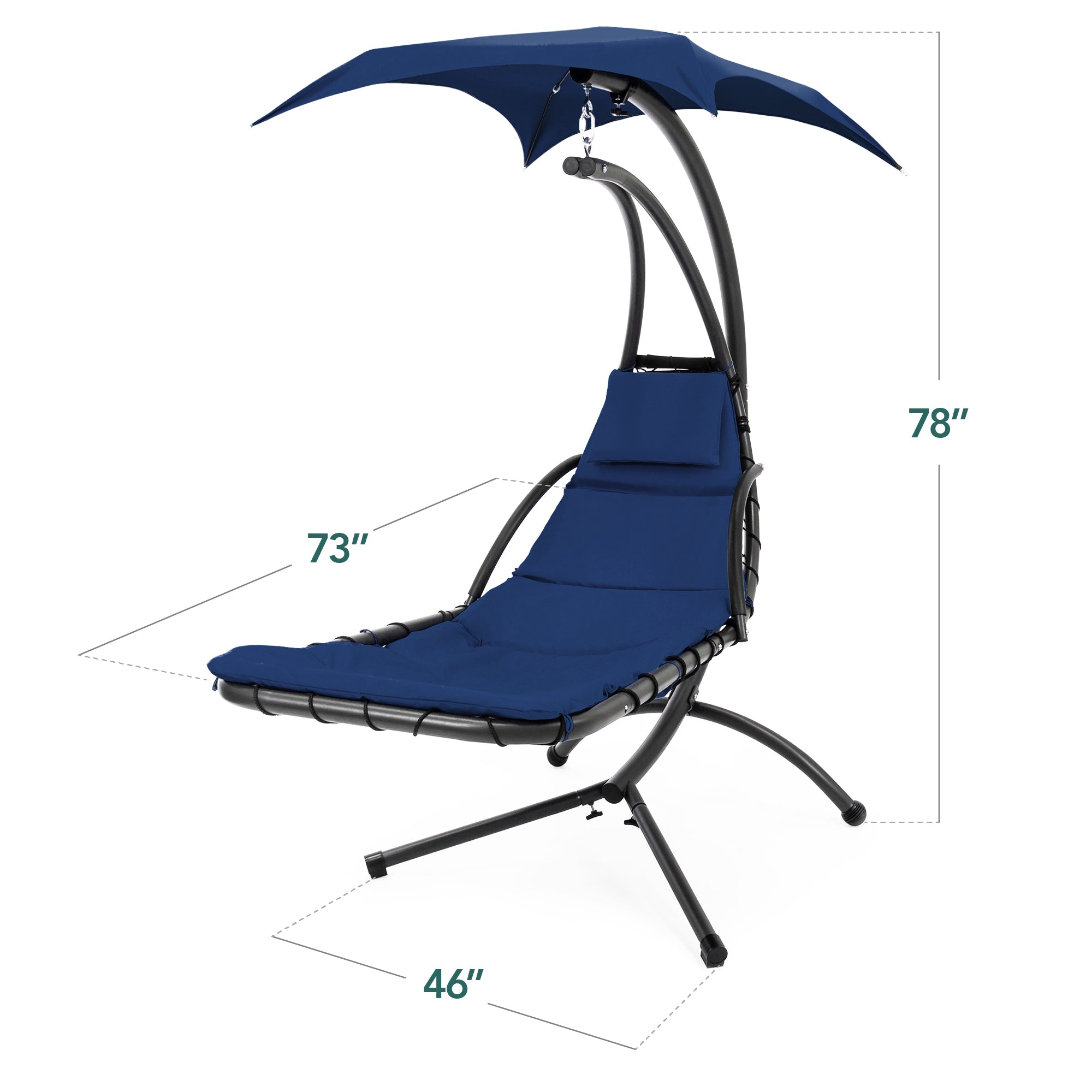 Curved Hanging Chaise with Canopy (Optional LED Light)