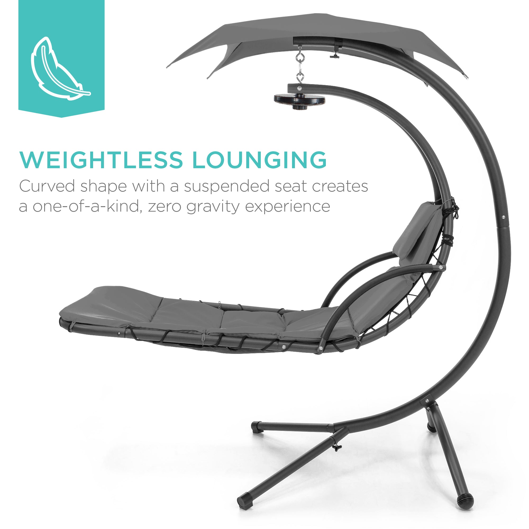 Curved Hanging Chaise with Canopy (Optional LED Light)