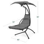 Curved Hanging Chaise with Canopy (Optional LED Light)