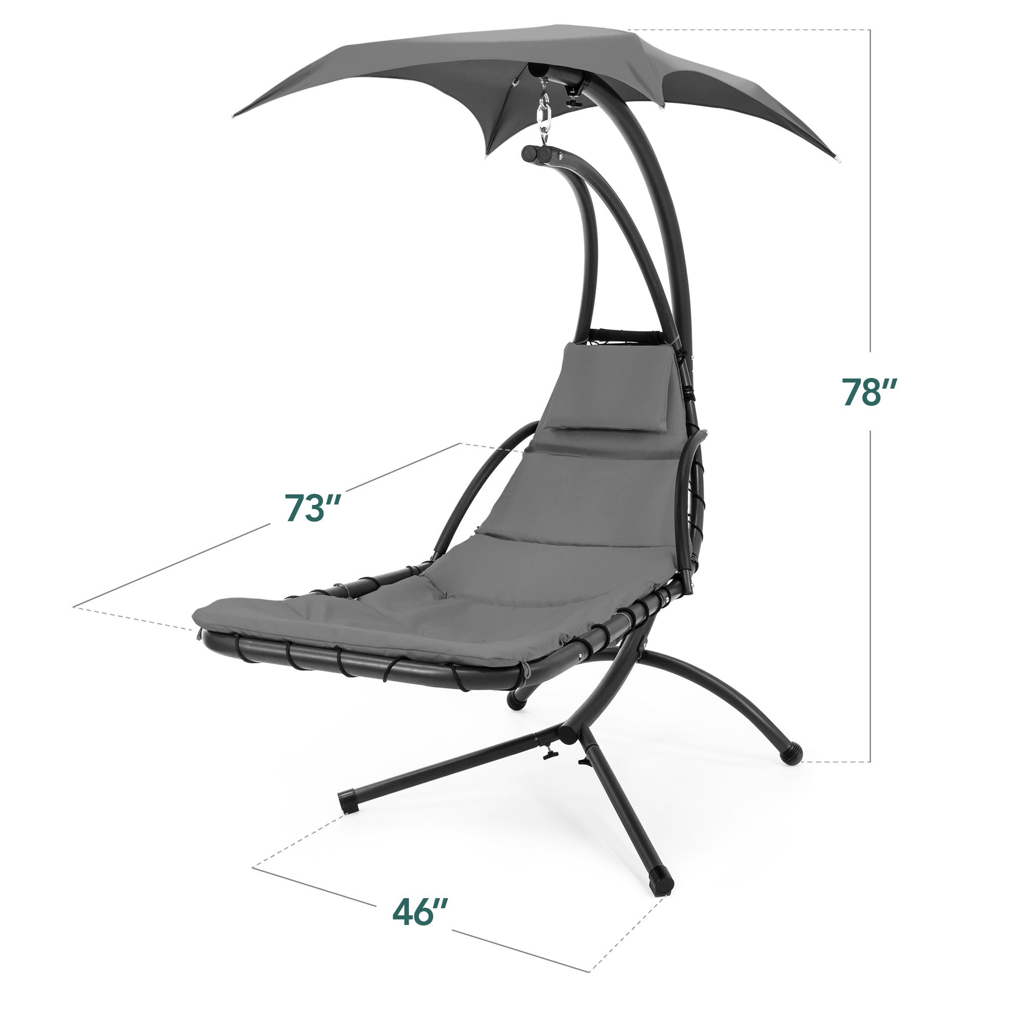 Curved Hanging Chaise with Canopy (Optional LED Light)