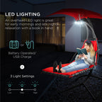 Curved Hanging Chaise with Canopy (Optional LED Light)
