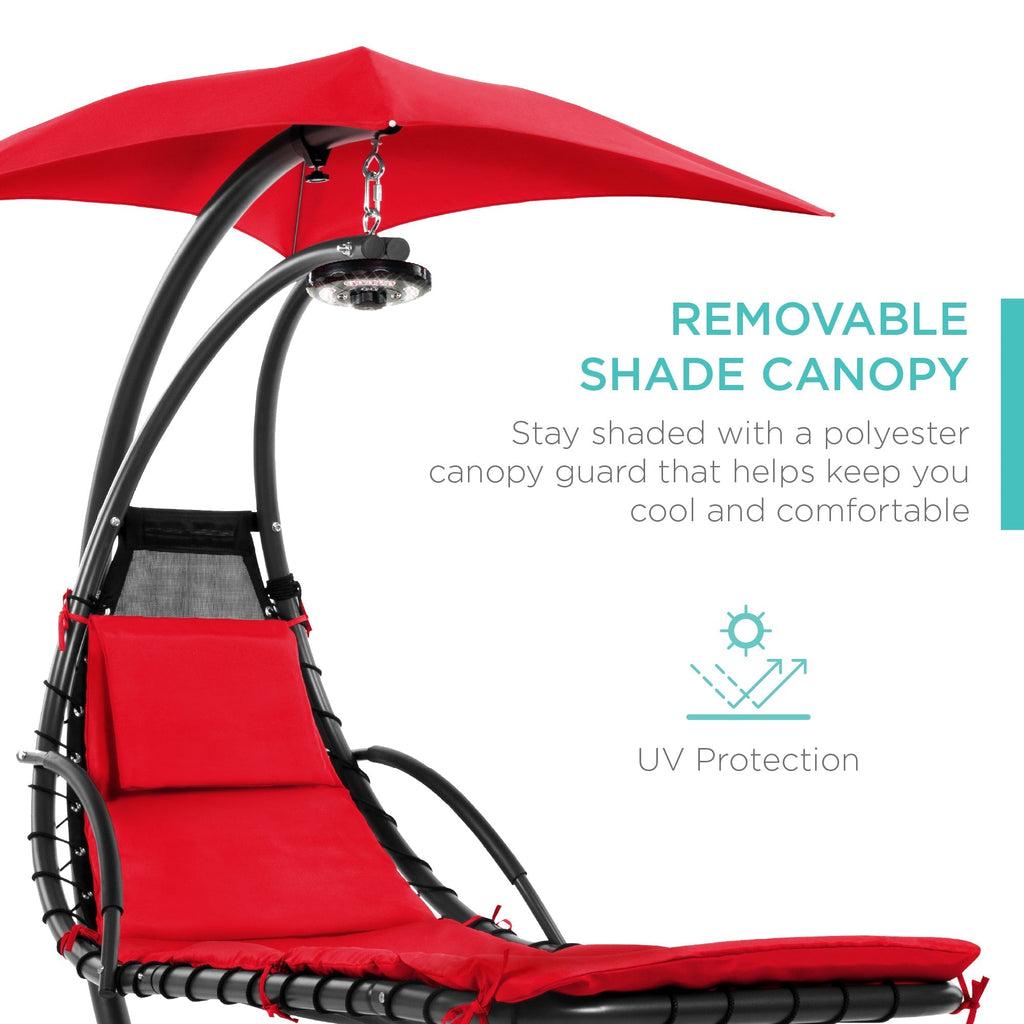 Curved Hanging Chaise with Canopy (Optional LED Light)