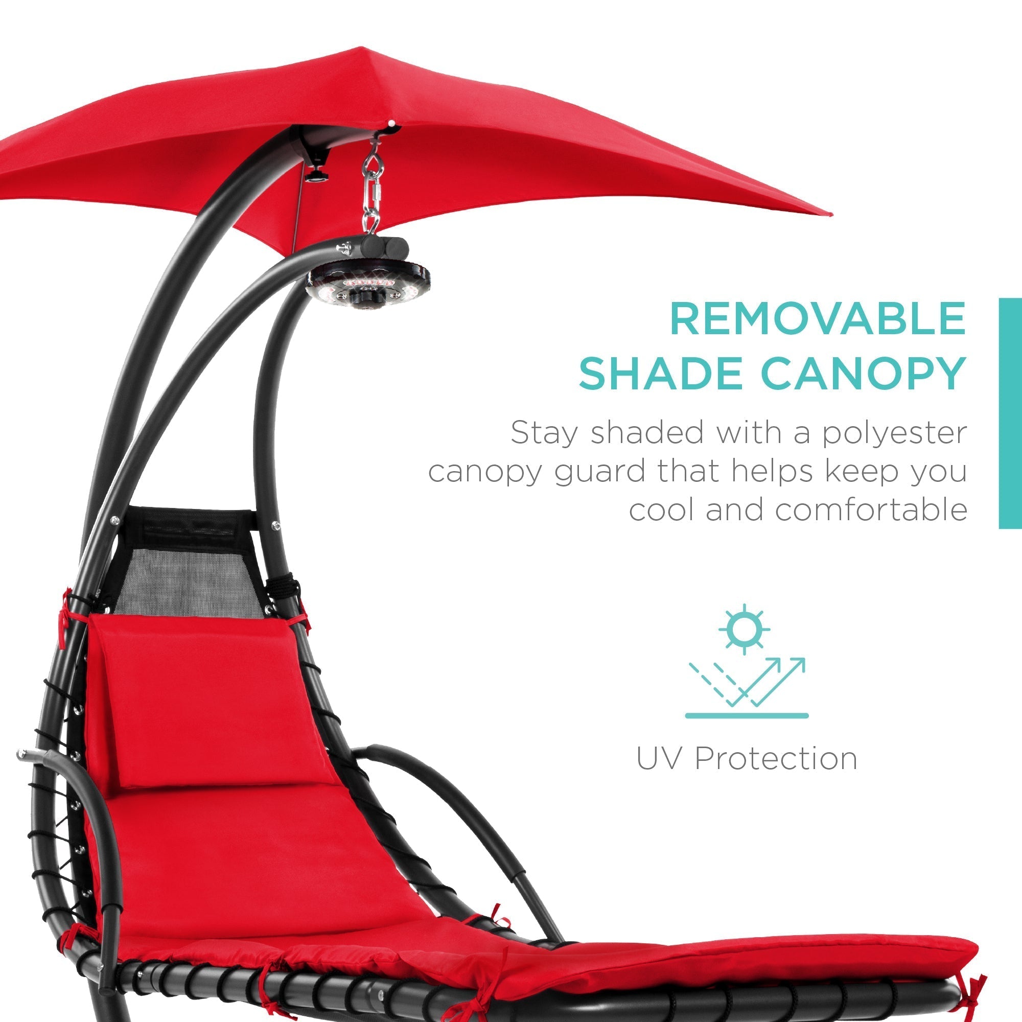 Curved Hanging Chaise with Canopy (Optional LED Light)