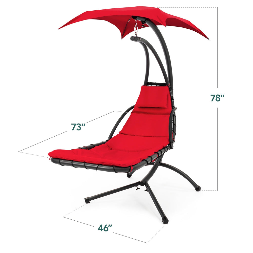 Curved Hanging Chaise with Canopy (Optional LED Light)