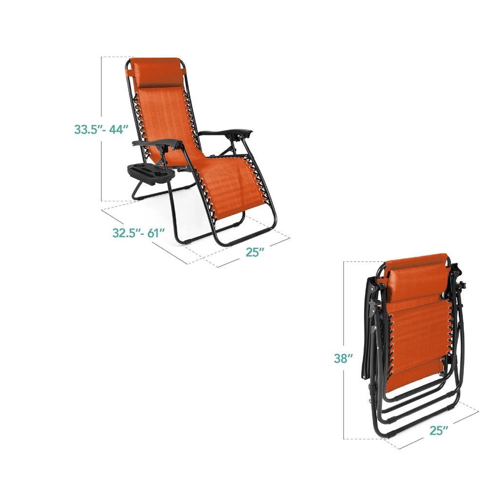 Zero Gravity Recliner Chairs - Set of 2 with Cup Holder Trays