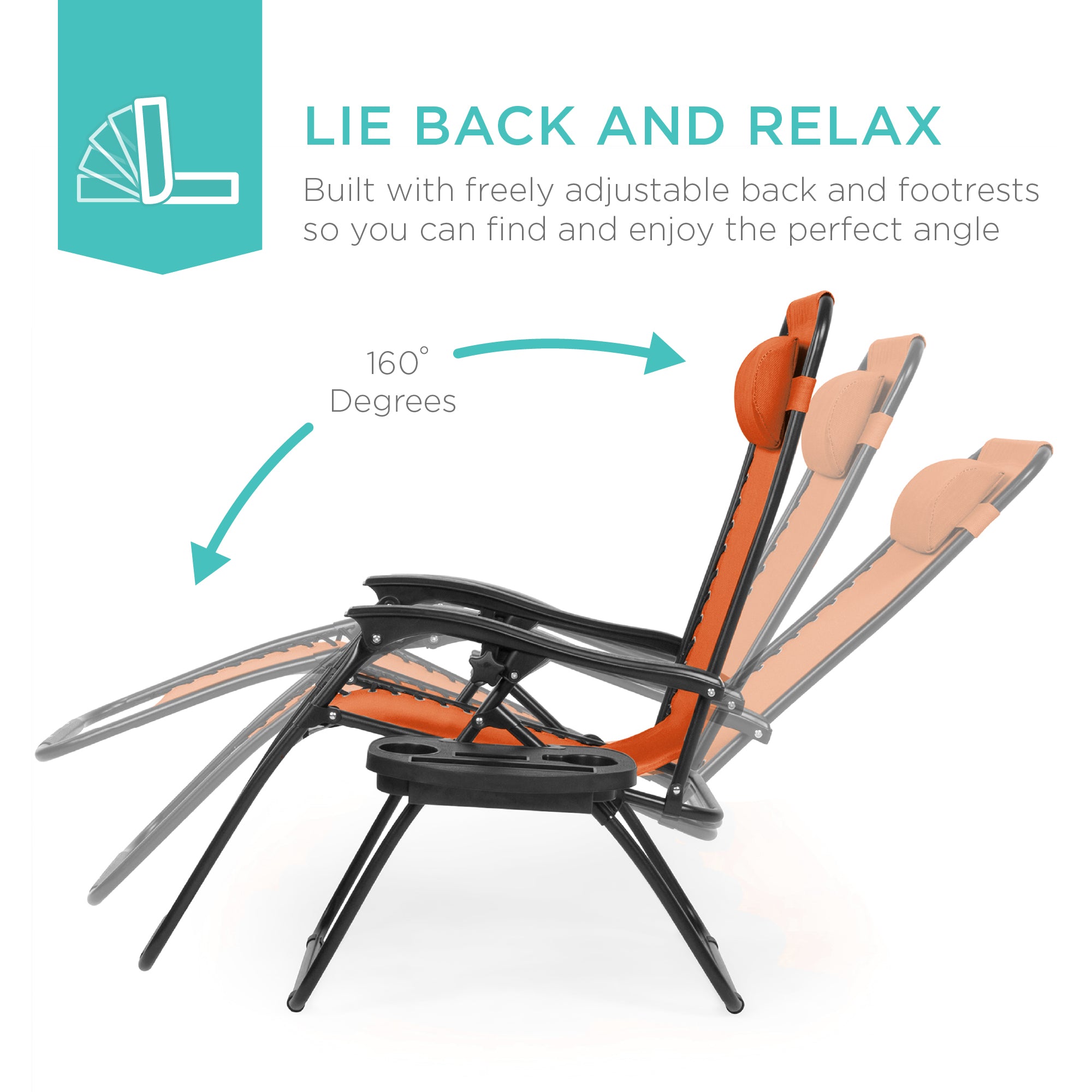 Zero Gravity Recliner Chairs - Set of 2 with Cup Holder Trays