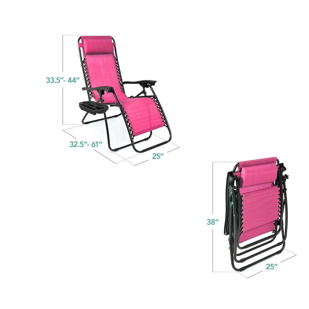 Zero Gravity Recliner Chairs - Set of 2 with Cup Holder Trays