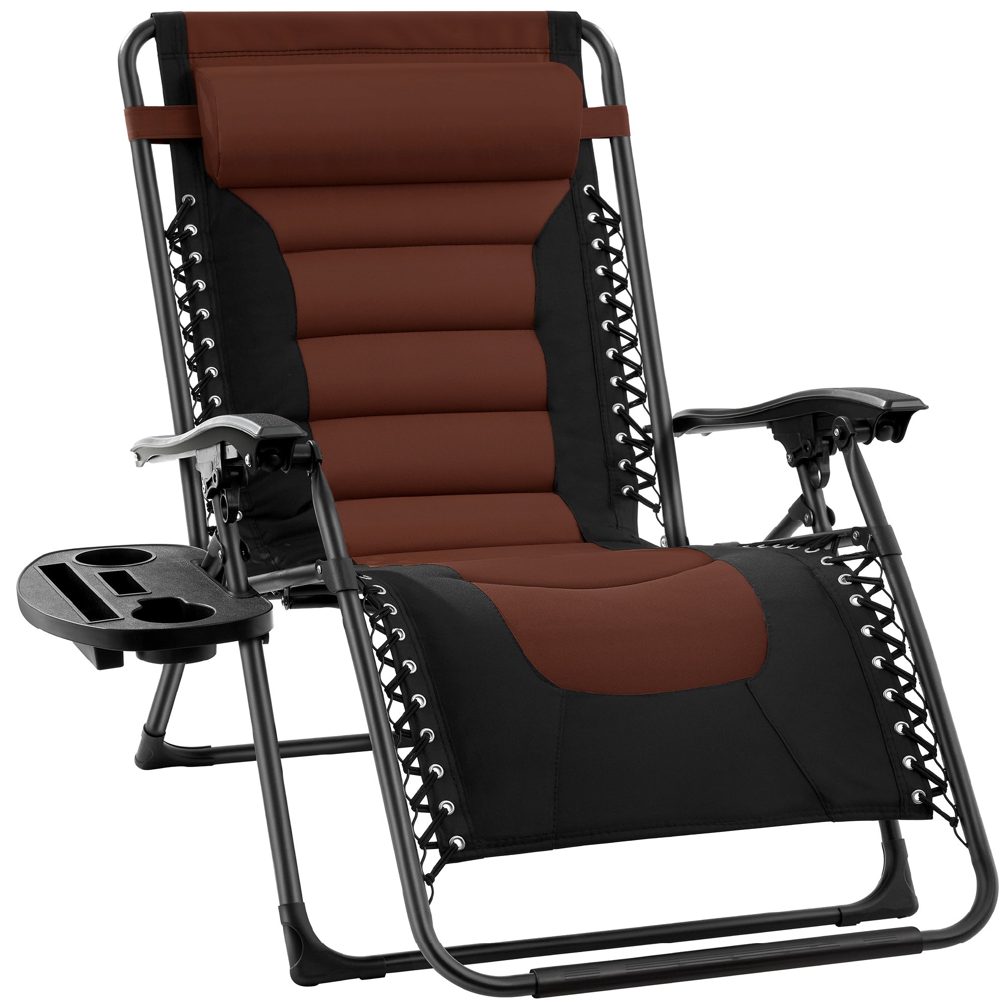 Luxurious Oversized Zero-Gravity Chair — Folding Recliner with Padded Comfort, Headrest and Side Tray