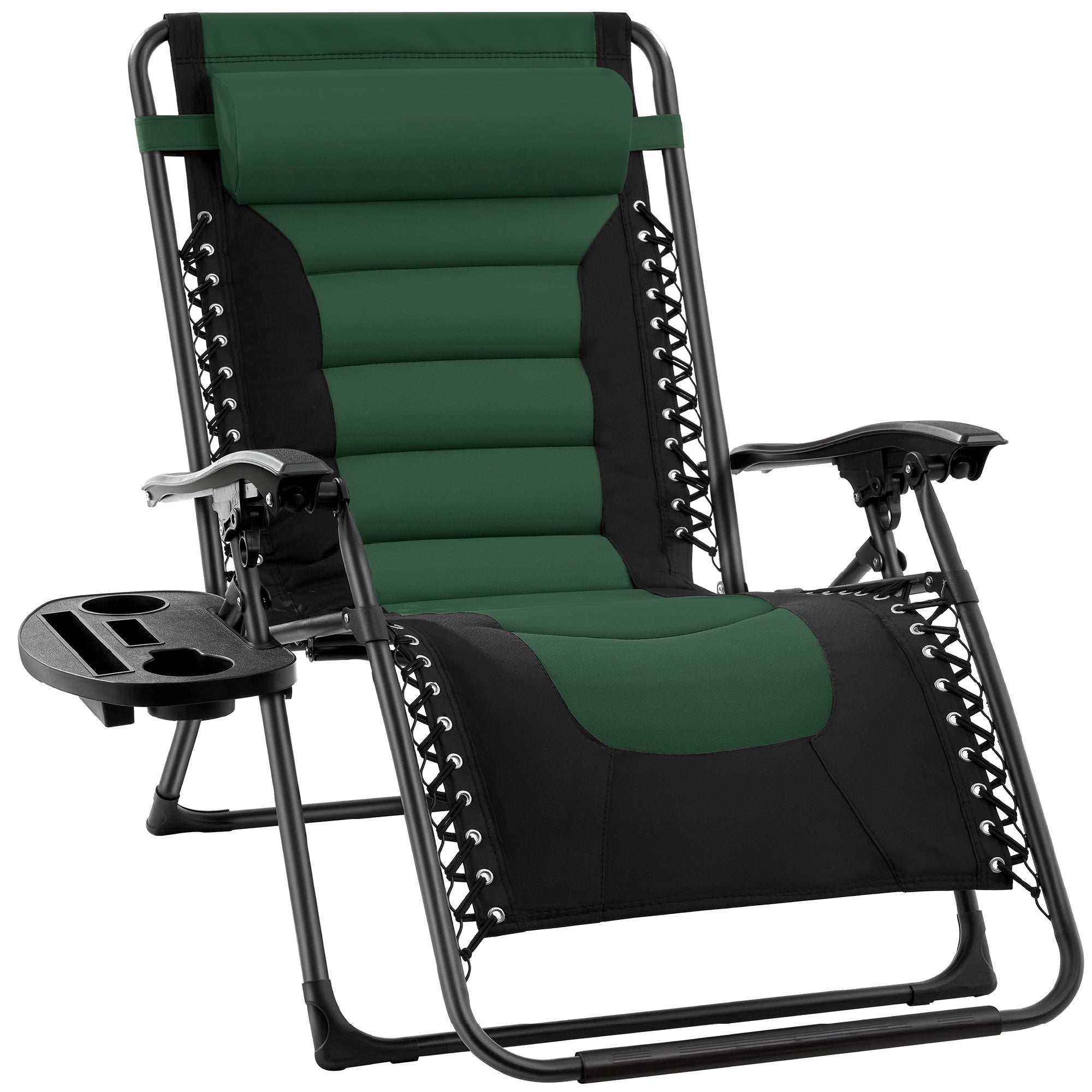 Luxurious Oversized Zero-Gravity Chair — Folding Recliner with Padded Comfort, Headrest and Side Tray