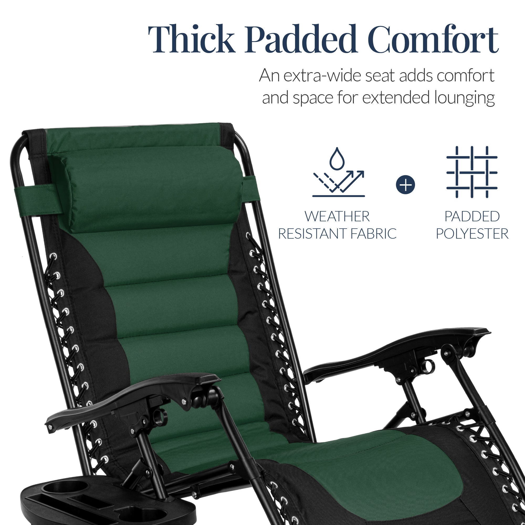 Luxurious Oversized Zero-Gravity Chair — Folding Recliner with Padded Comfort, Headrest and Side Tray