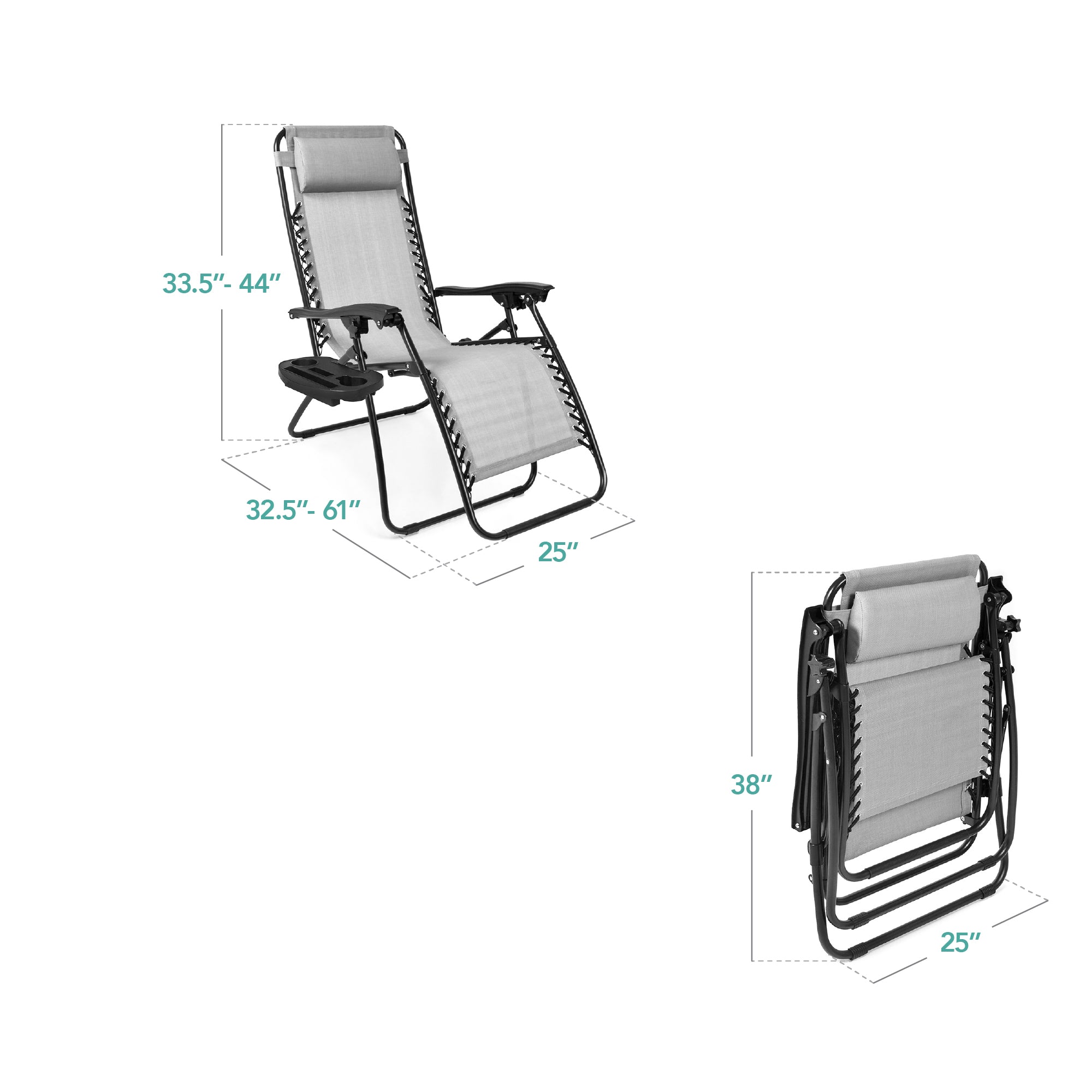 Zero Gravity Recliner Chairs - Set of 2 with Cup Holder Trays
