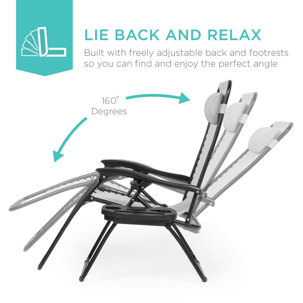 Zero Gravity Recliner Chairs - Set of 2 with Cup Holder Trays