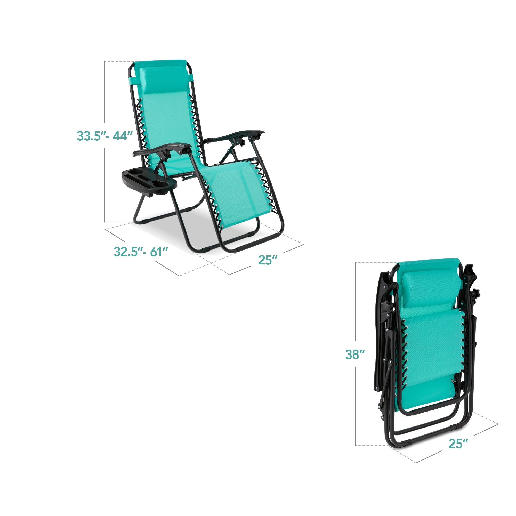 Zero Gravity Recliner Chairs - Set of 2 with Cup Holder Trays