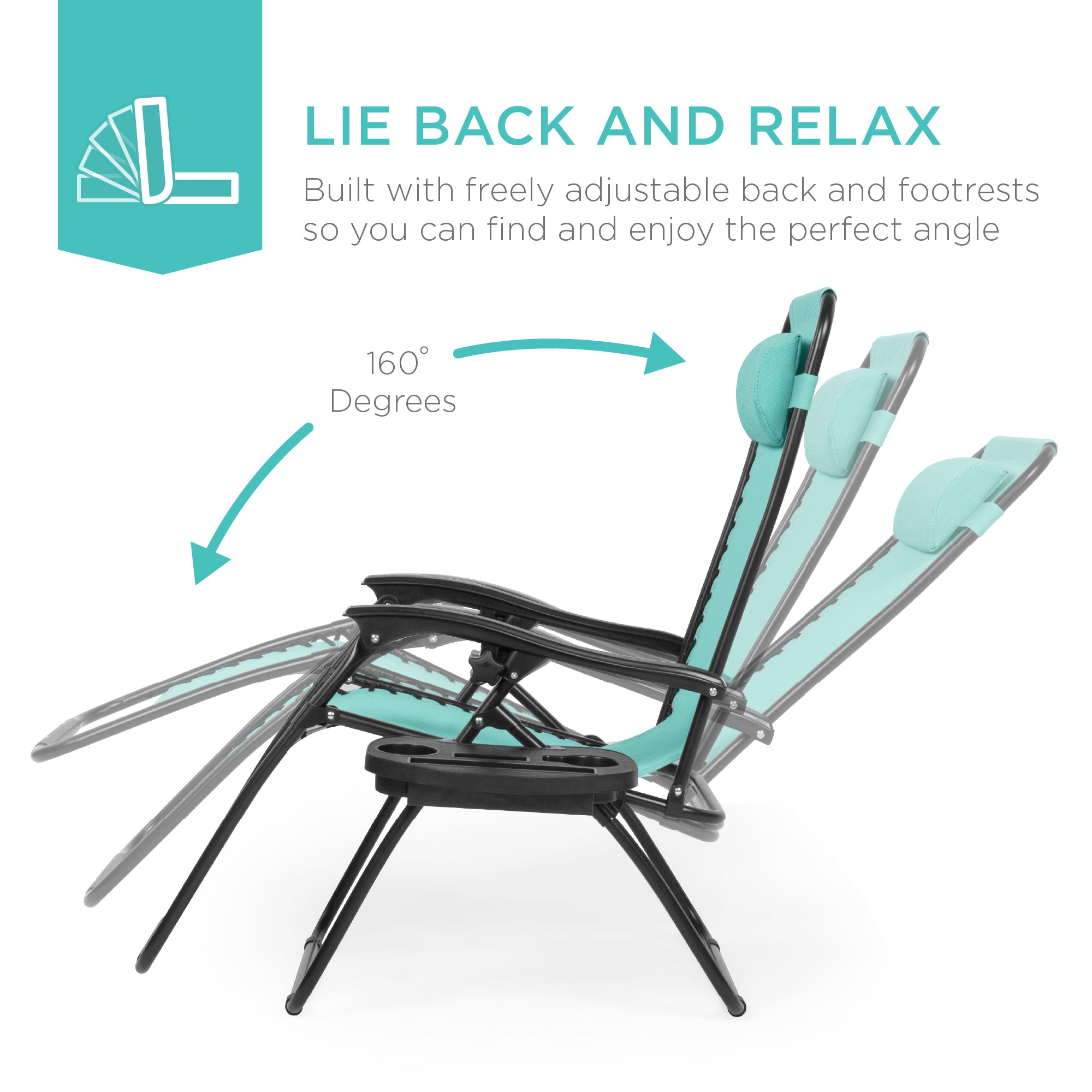 Zero Gravity Recliner Chairs - Set of 2 with Cup Holder Trays