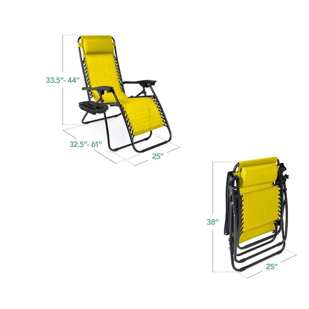 Zero Gravity Recliner Chairs - Set of 2 with Cup Holder Trays