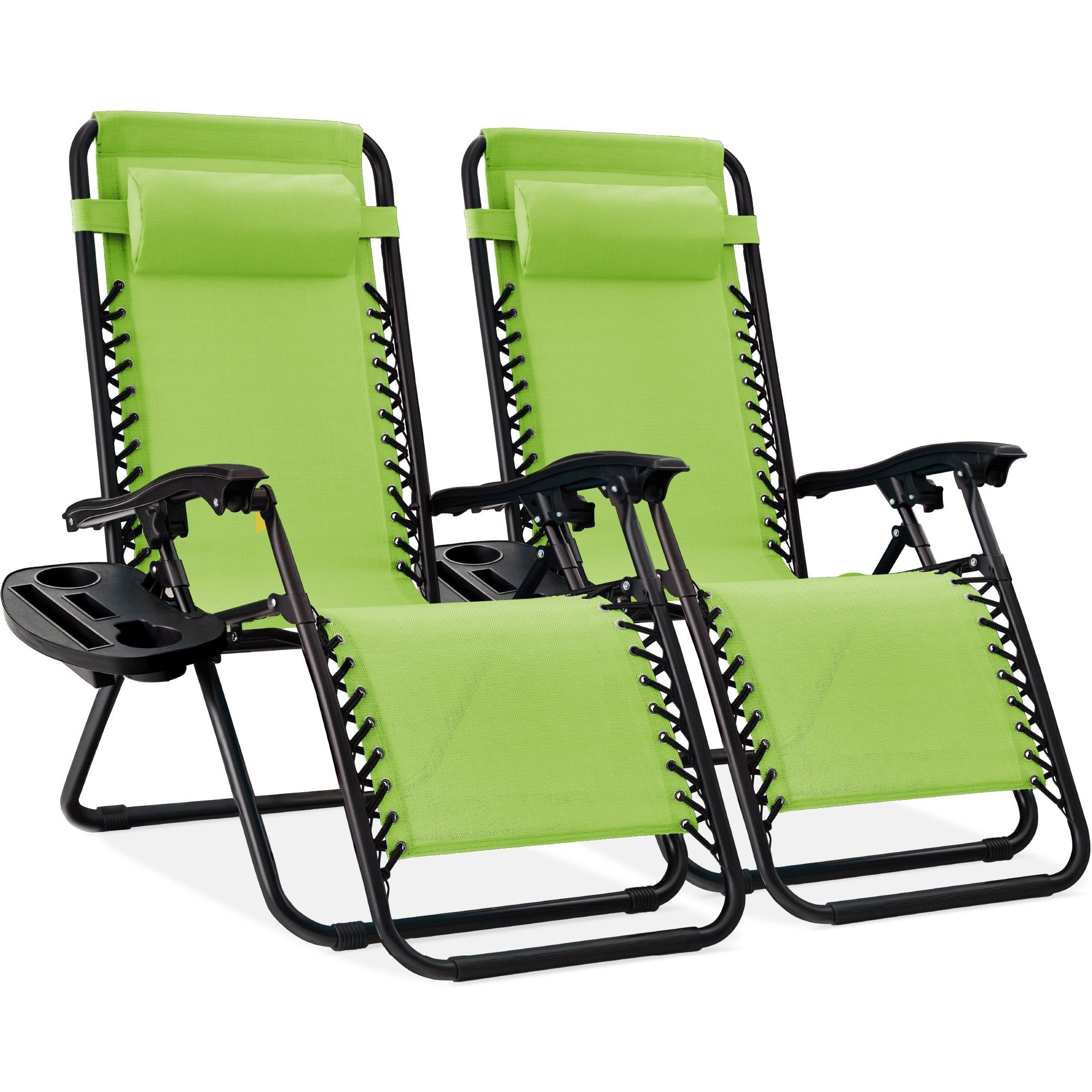 Pair of Adjustable Zero-Gravity Patio Recliners with Cup Holders