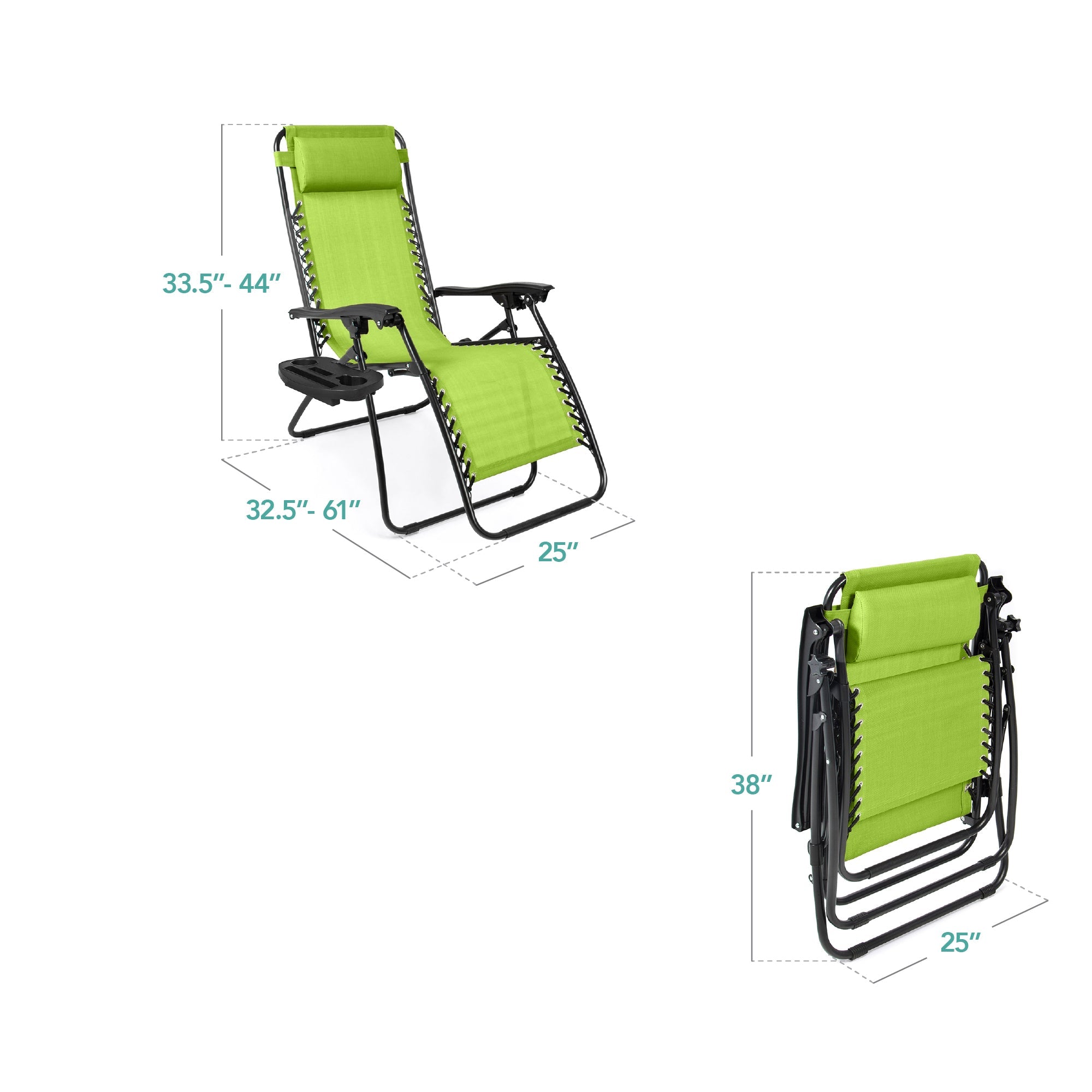 Zero Gravity Recliner Chairs - Set of 2 with Cup Holder Trays