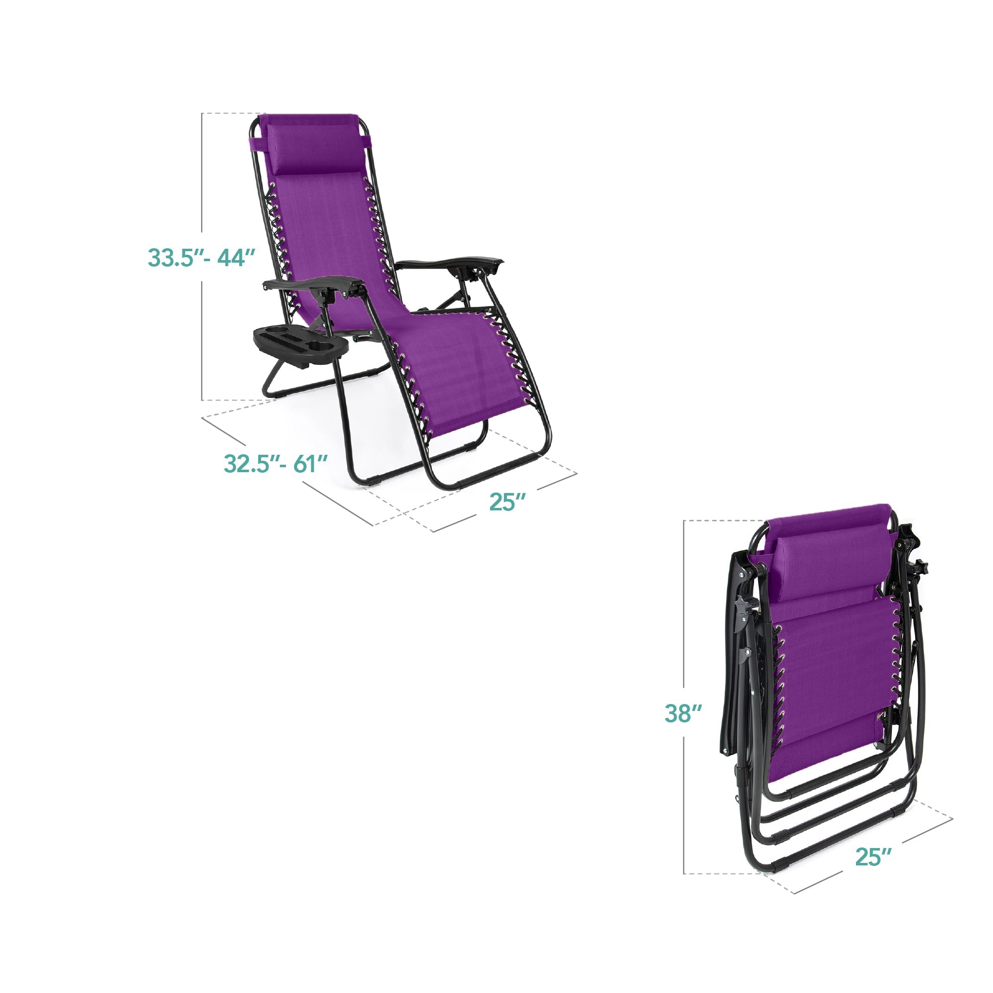 Zero Gravity Recliner Chairs - Set of 2 with Cup Holder Trays
