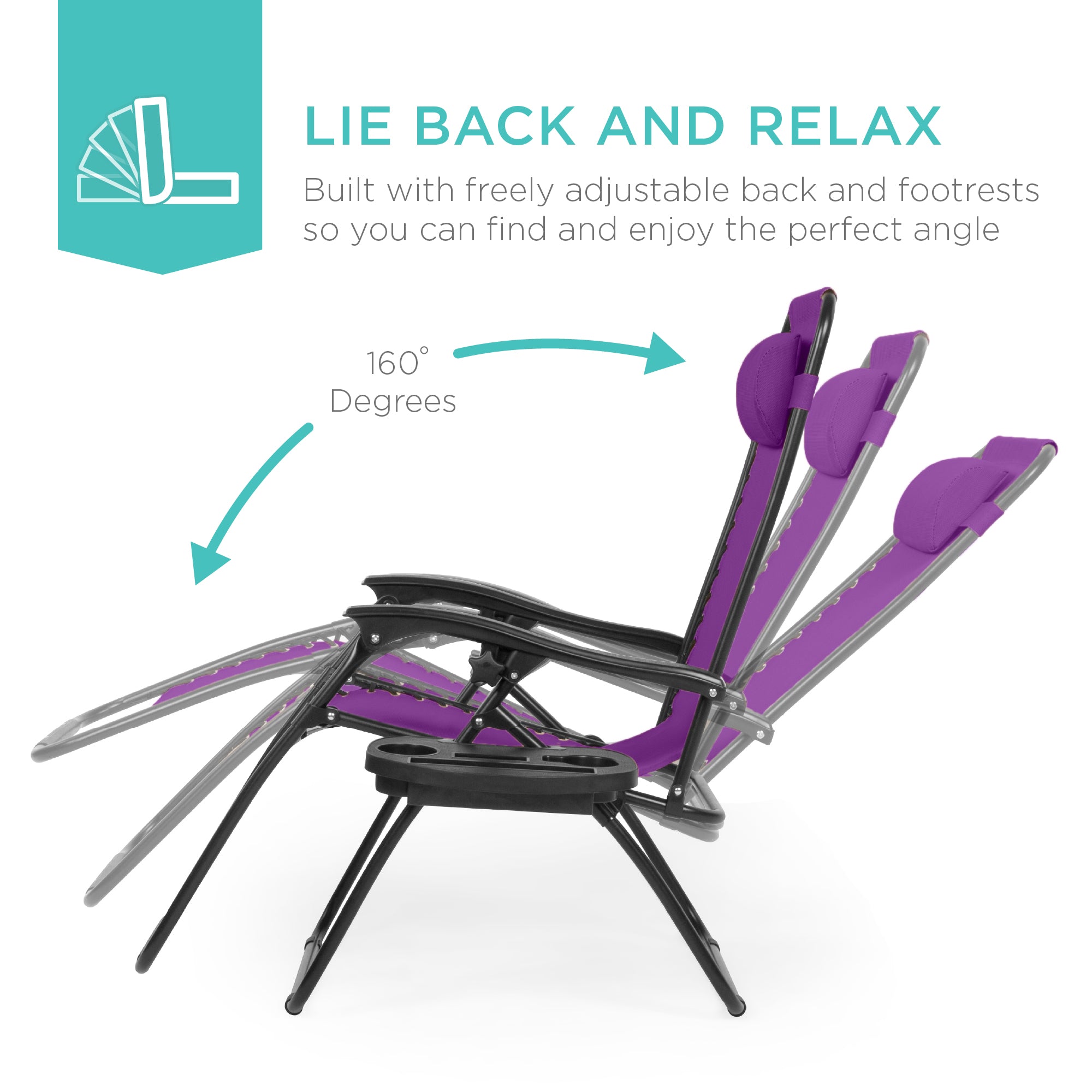Zero Gravity Recliner Chairs - Set of 2 with Cup Holder Trays