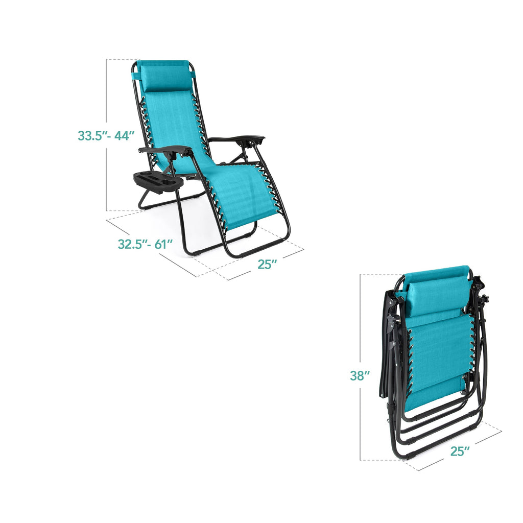 Zero Gravity Recliner Chairs - Set of 2 with Cup Holder Trays