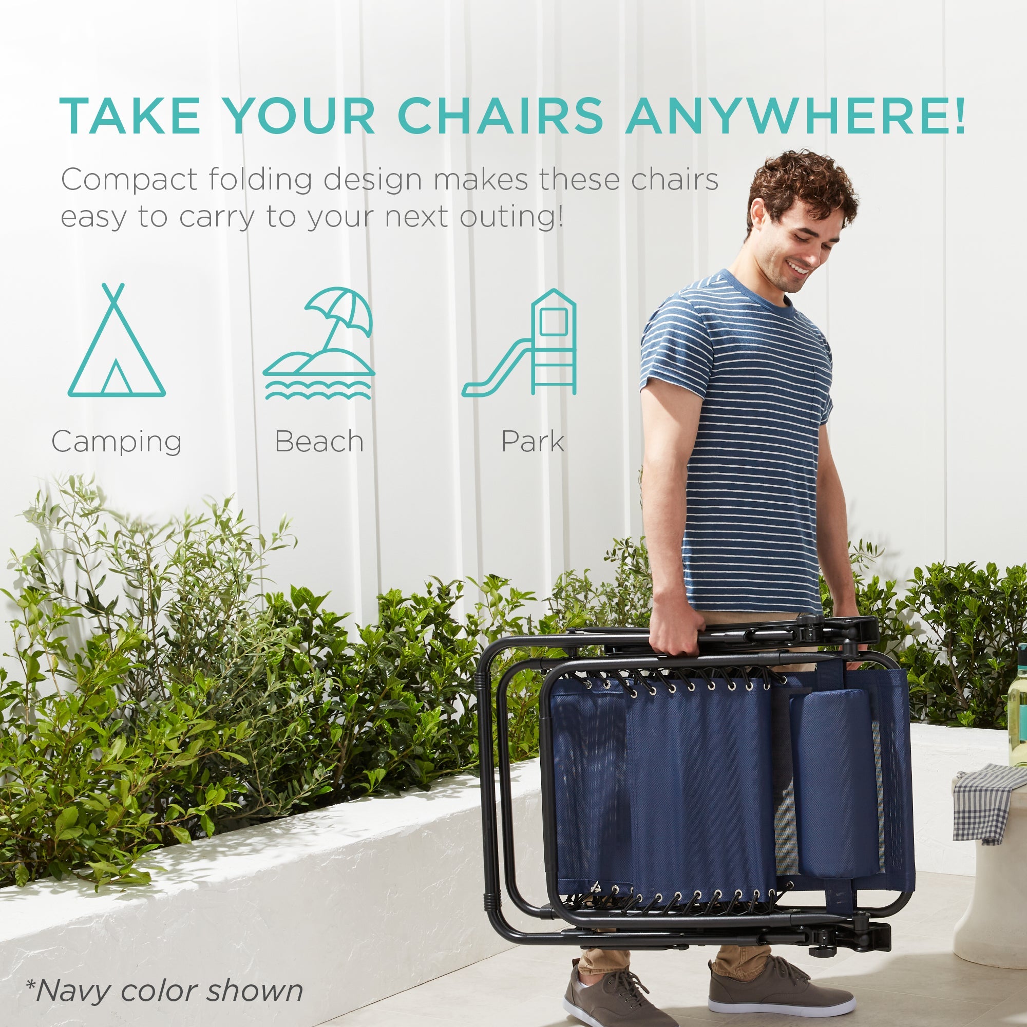 Pair of Adjustable Zero-Gravity Patio Recliners with Cup Holders