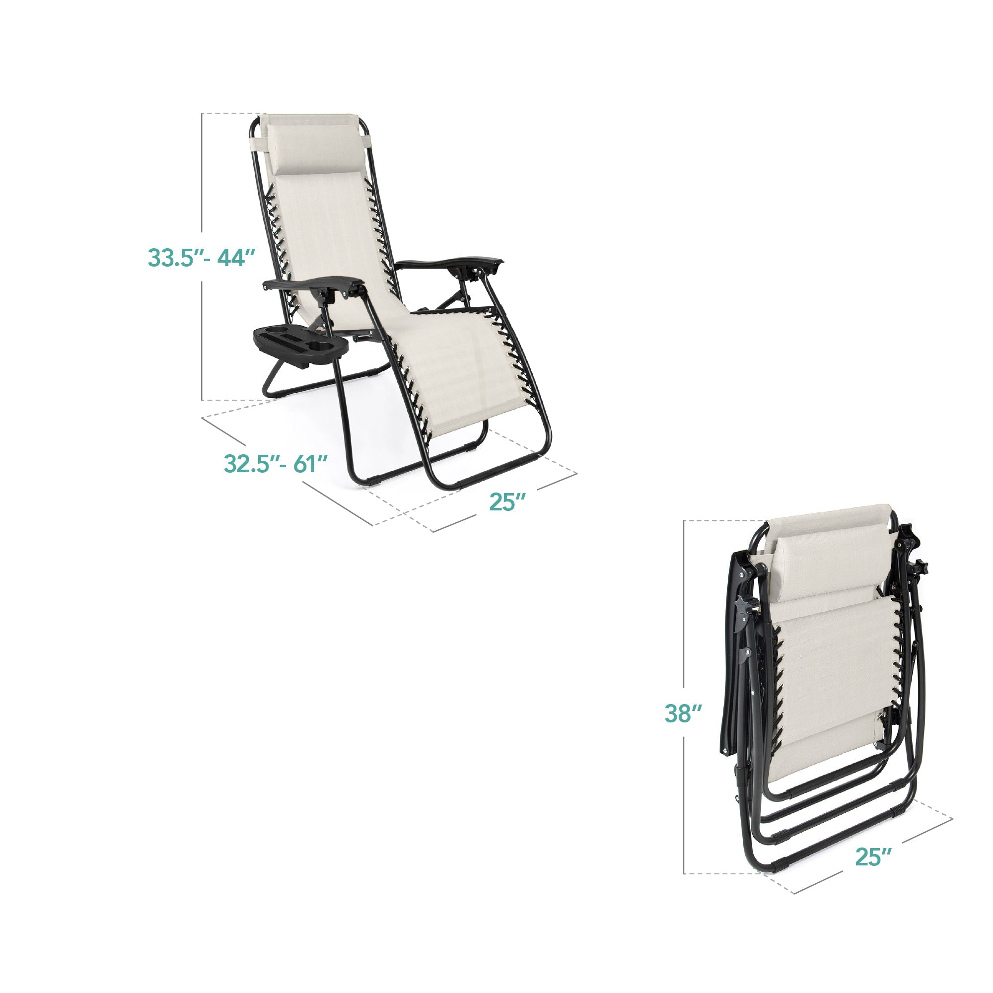 Zero Gravity Recliner Chairs - Set of 2 with Cup Holder Trays