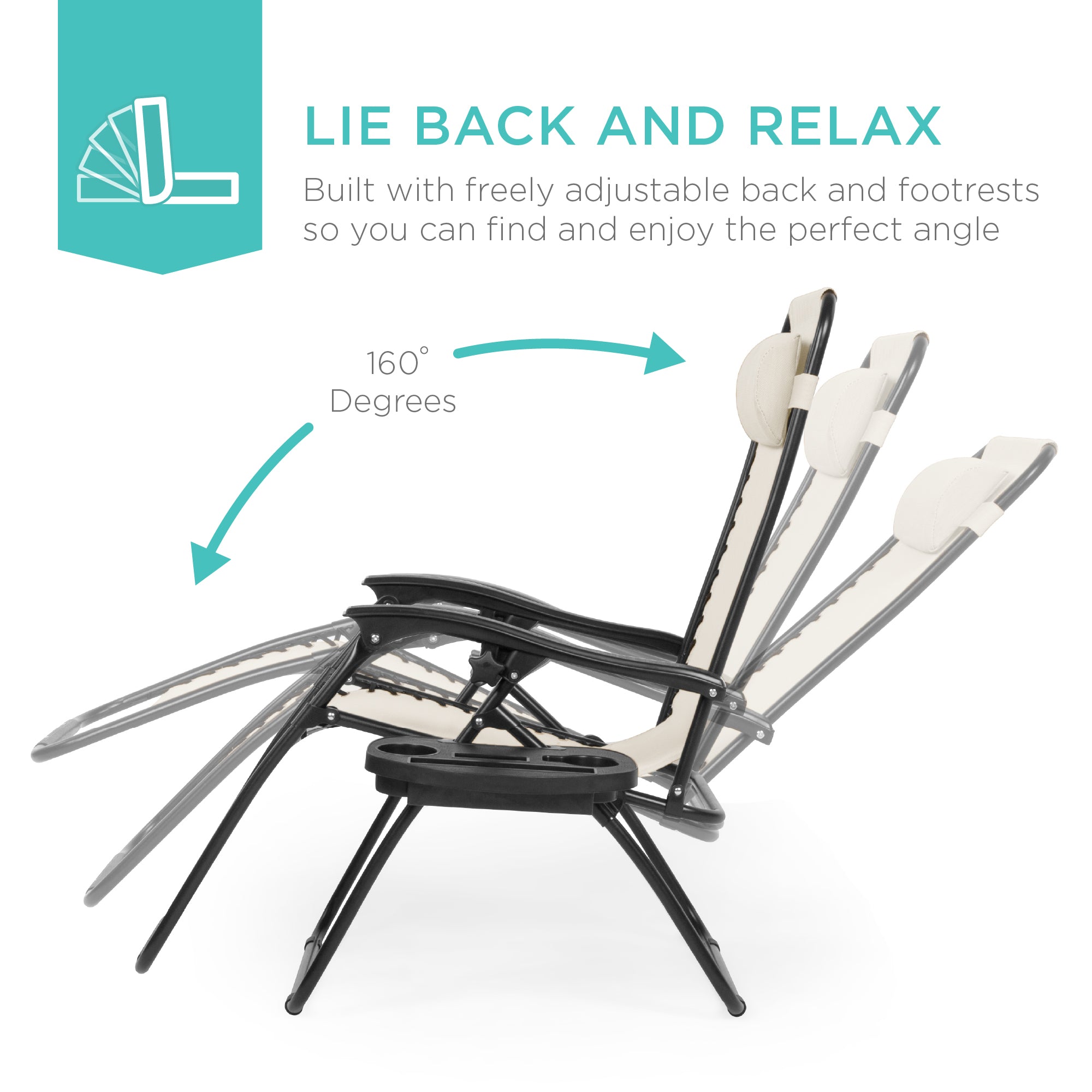 Zero Gravity Recliner Chairs - Set of 2 with Cup Holder Trays
