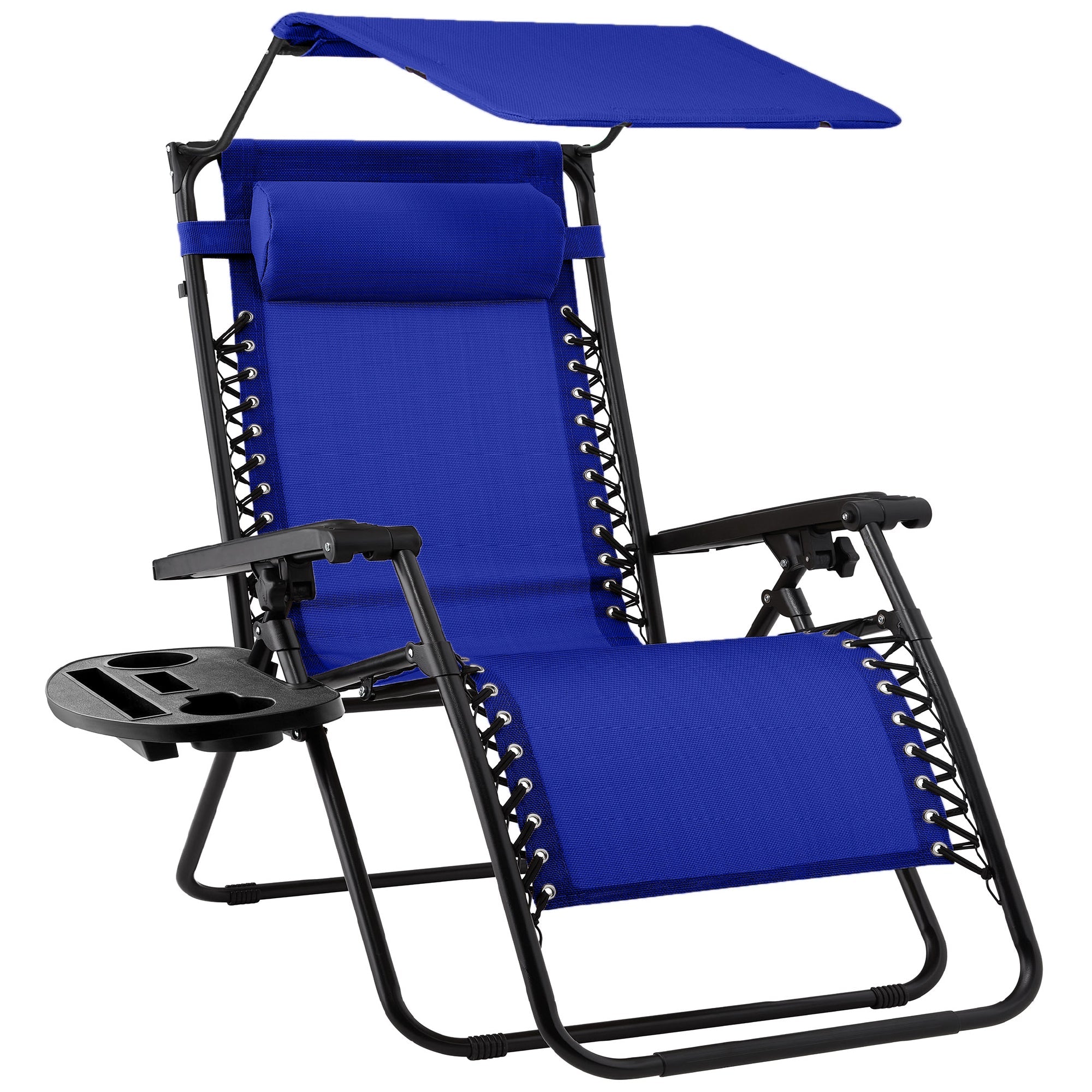 Foldable Zero-Gravity Patio Recliner with Canopy and Side Tray – The Ultimate Outdoor Lounge Chair