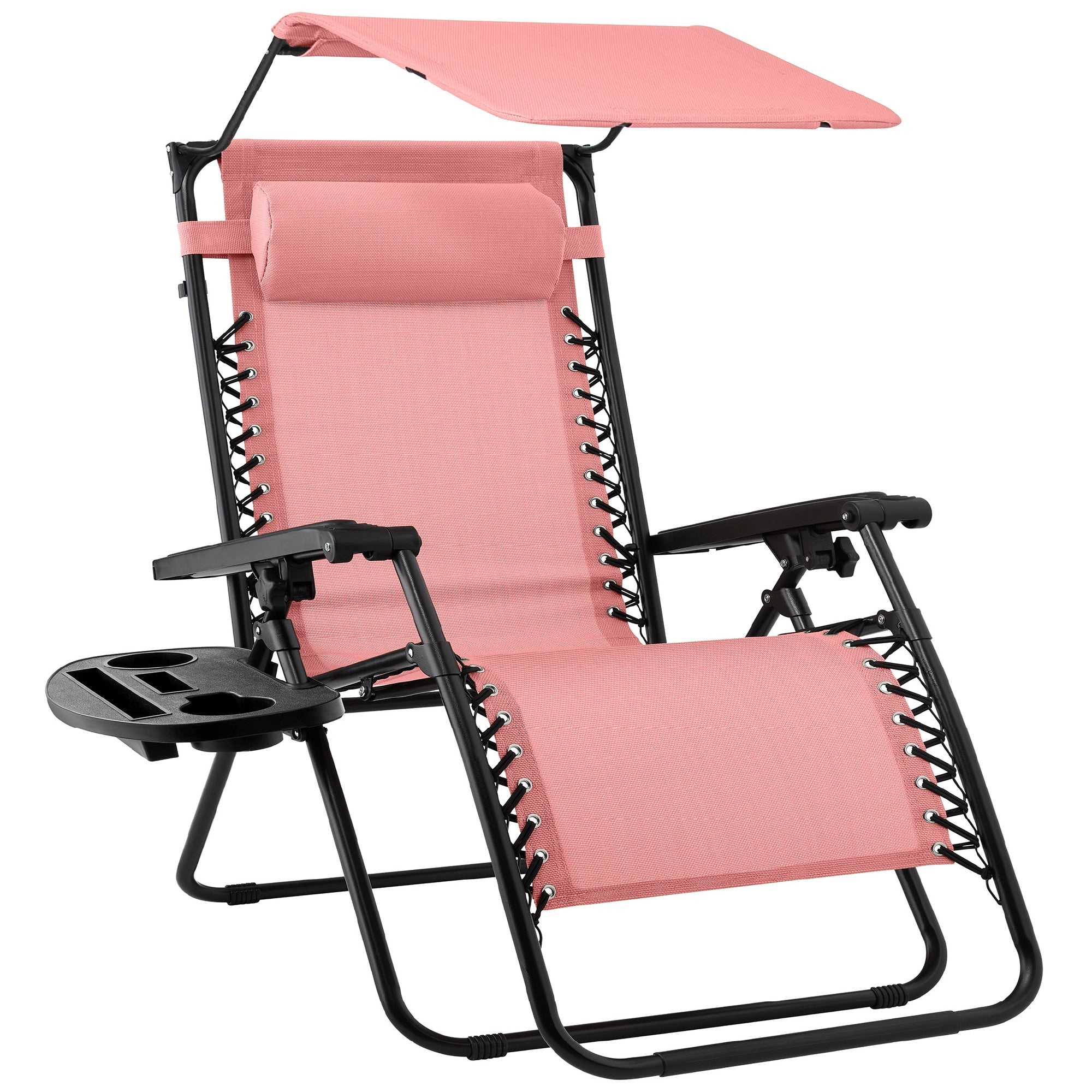 Foldable Zero-Gravity Patio Recliner with Canopy and Side Tray – The Ultimate Outdoor Lounge Chair