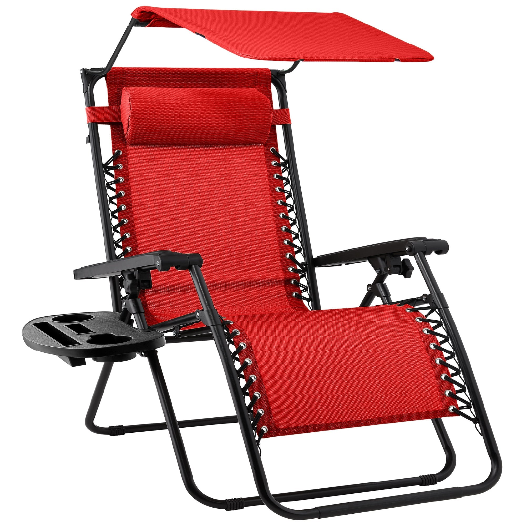 Foldable Zero-Gravity Patio Recliner with Canopy and Side Tray – The Ultimate Outdoor Lounge Chair