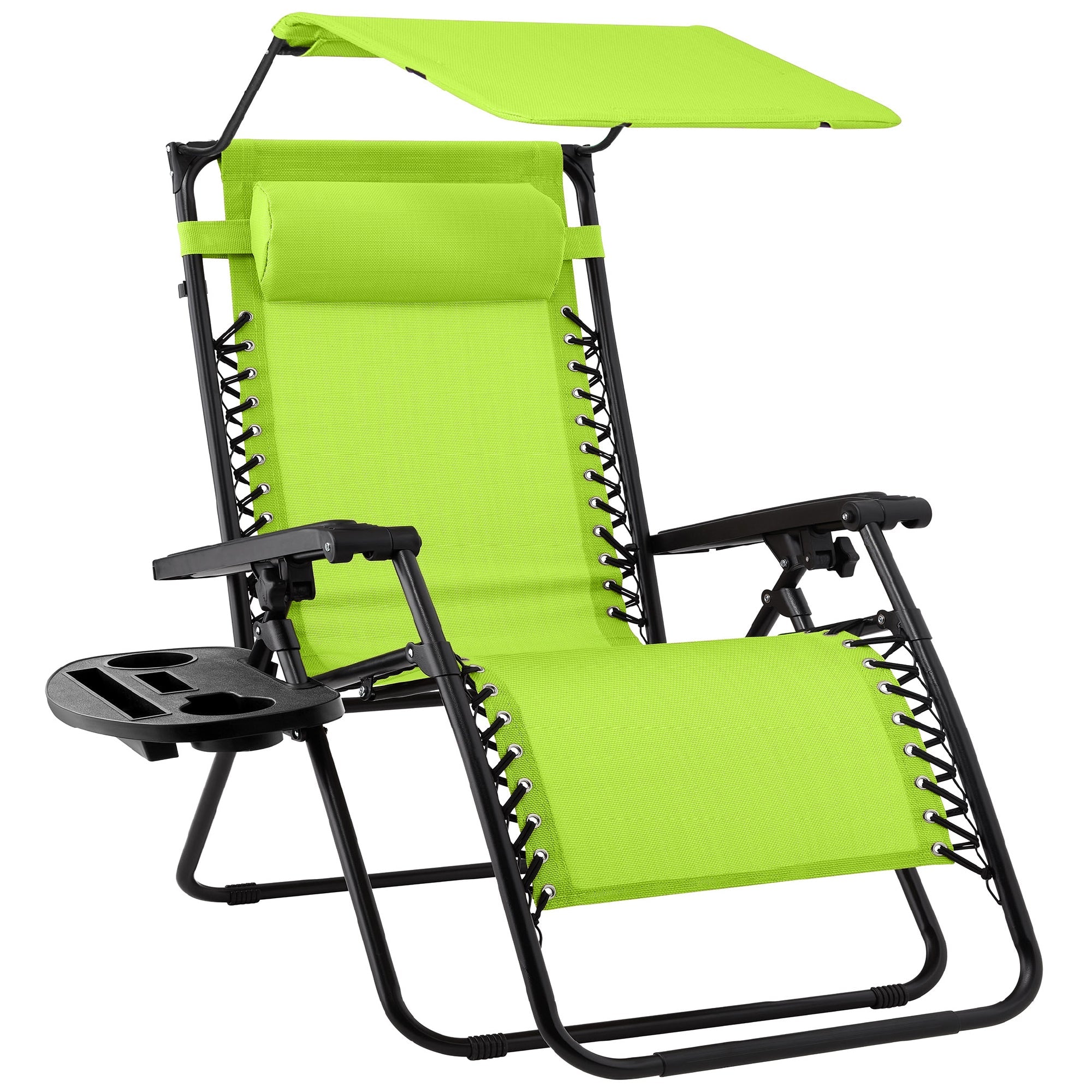Foldable Zero-Gravity Patio Recliner with Canopy and Side Tray – The Ultimate Outdoor Lounge Chair