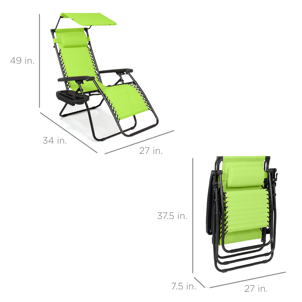Foldable Zero-Gravity Patio Recliner with Canopy and Side Tray – The Ultimate Outdoor Lounge Chair
