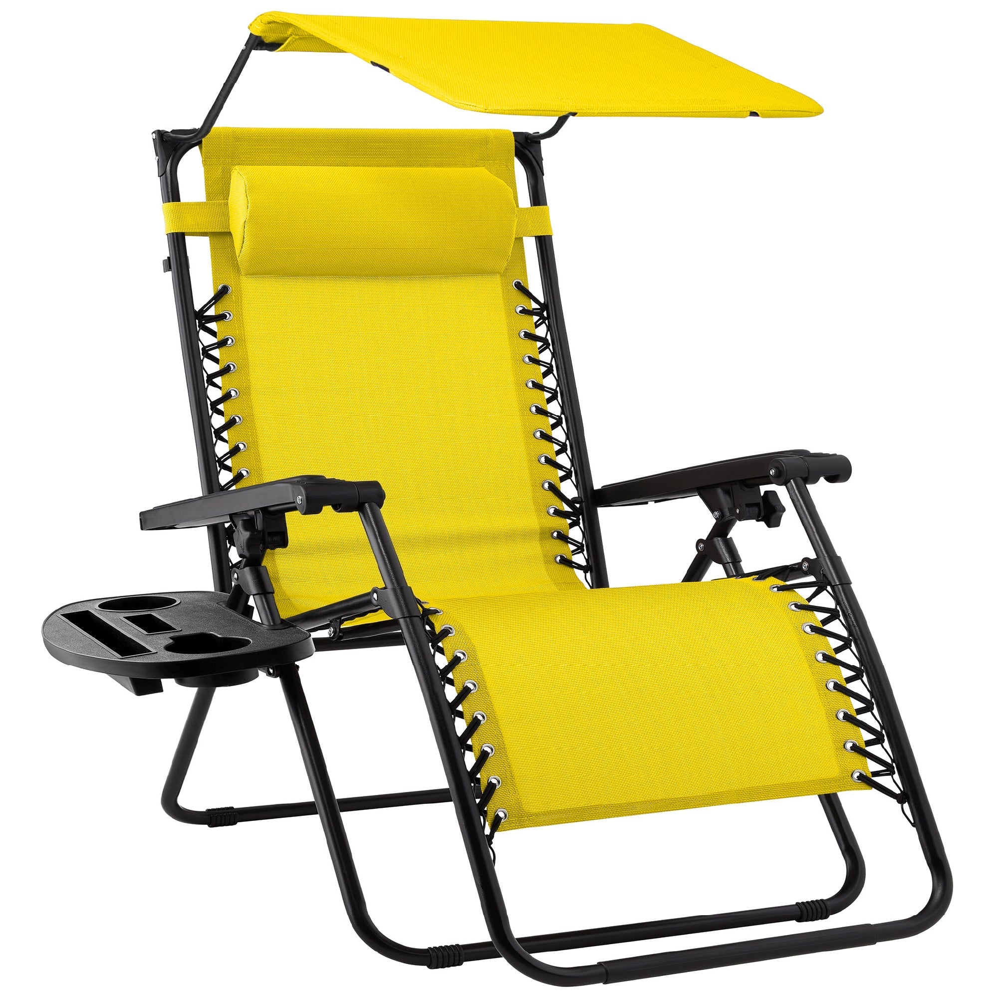 Foldable Zero-Gravity Patio Recliner with Canopy and Side Tray – The Ultimate Outdoor Lounge Chair