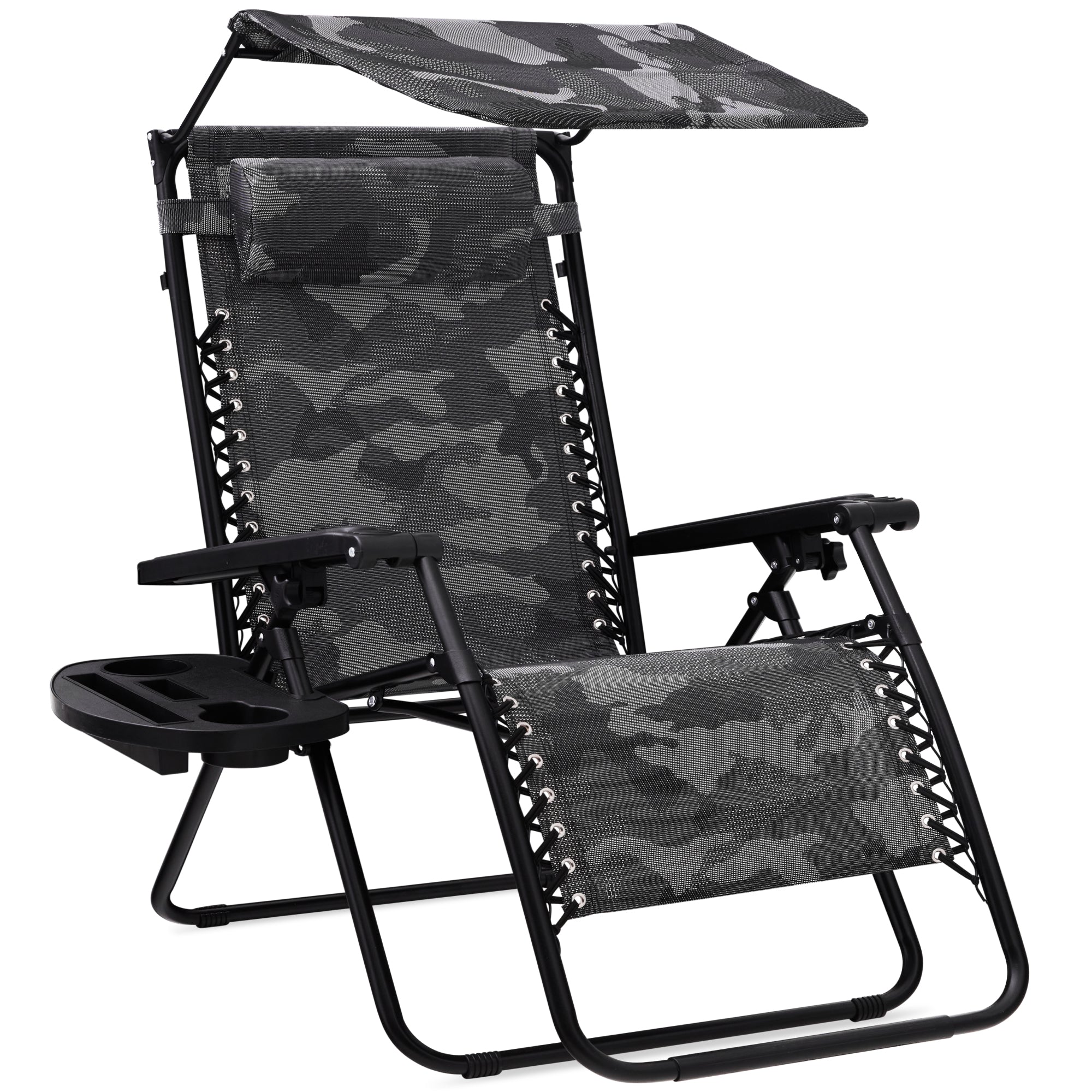 Foldable Zero-Gravity Patio Recliner with Canopy and Side Tray – The Ultimate Outdoor Lounge Chair
