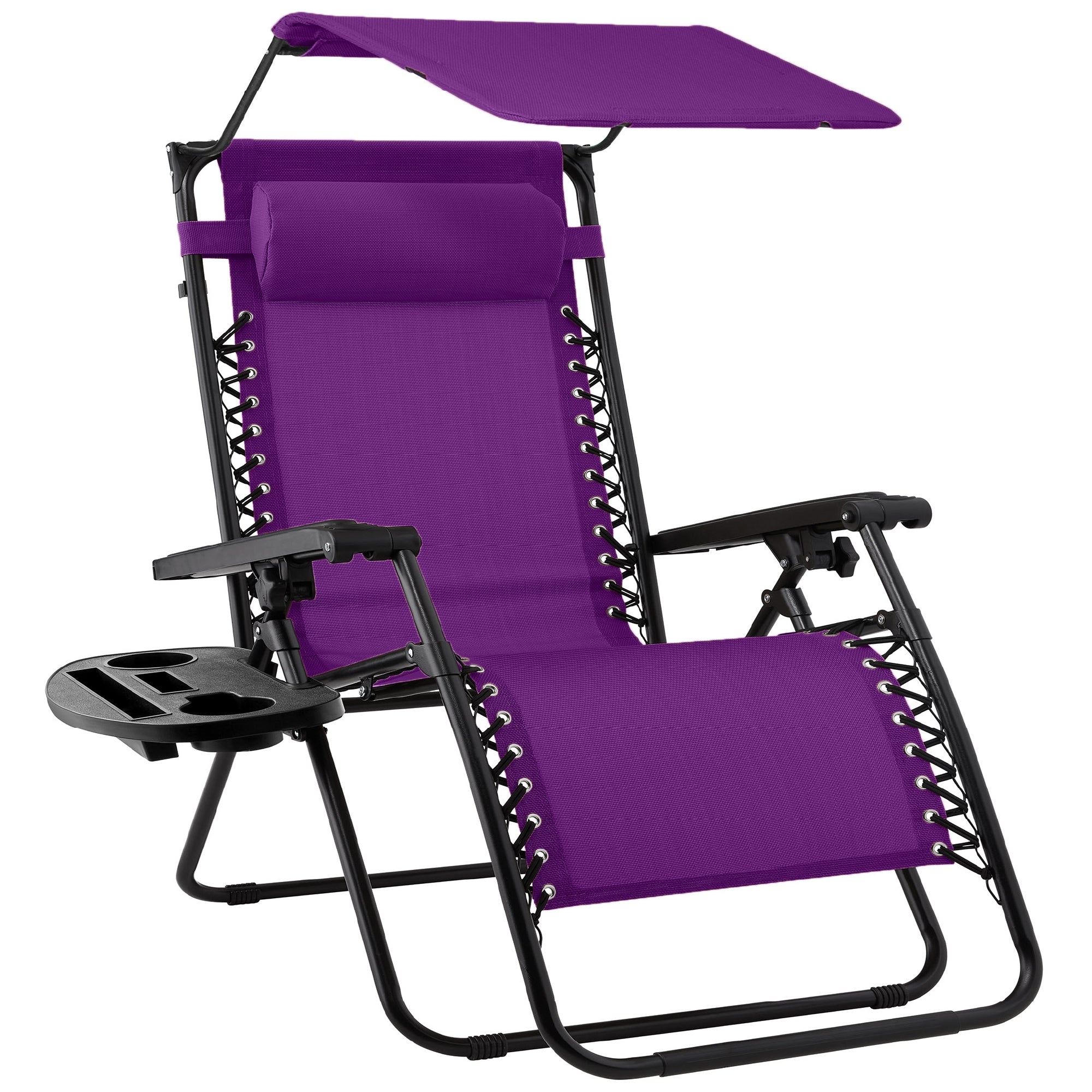 Foldable Zero-Gravity Patio Recliner with Canopy and Side Tray – The Ultimate Outdoor Lounge Chair