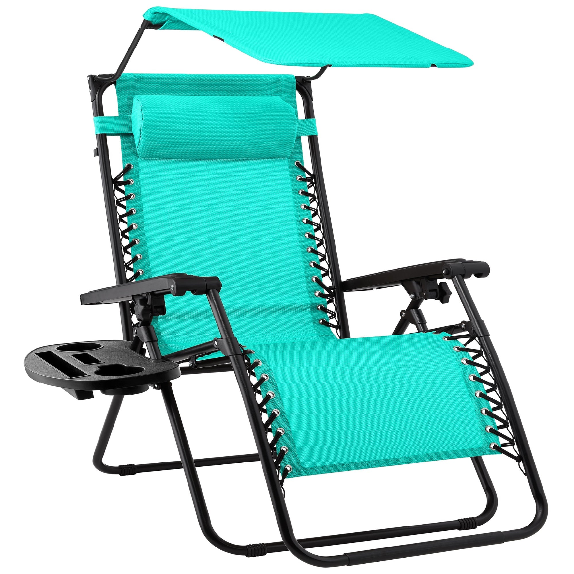 Foldable Zero-Gravity Patio Recliner with Canopy and Side Tray – The Ultimate Outdoor Lounge Chair