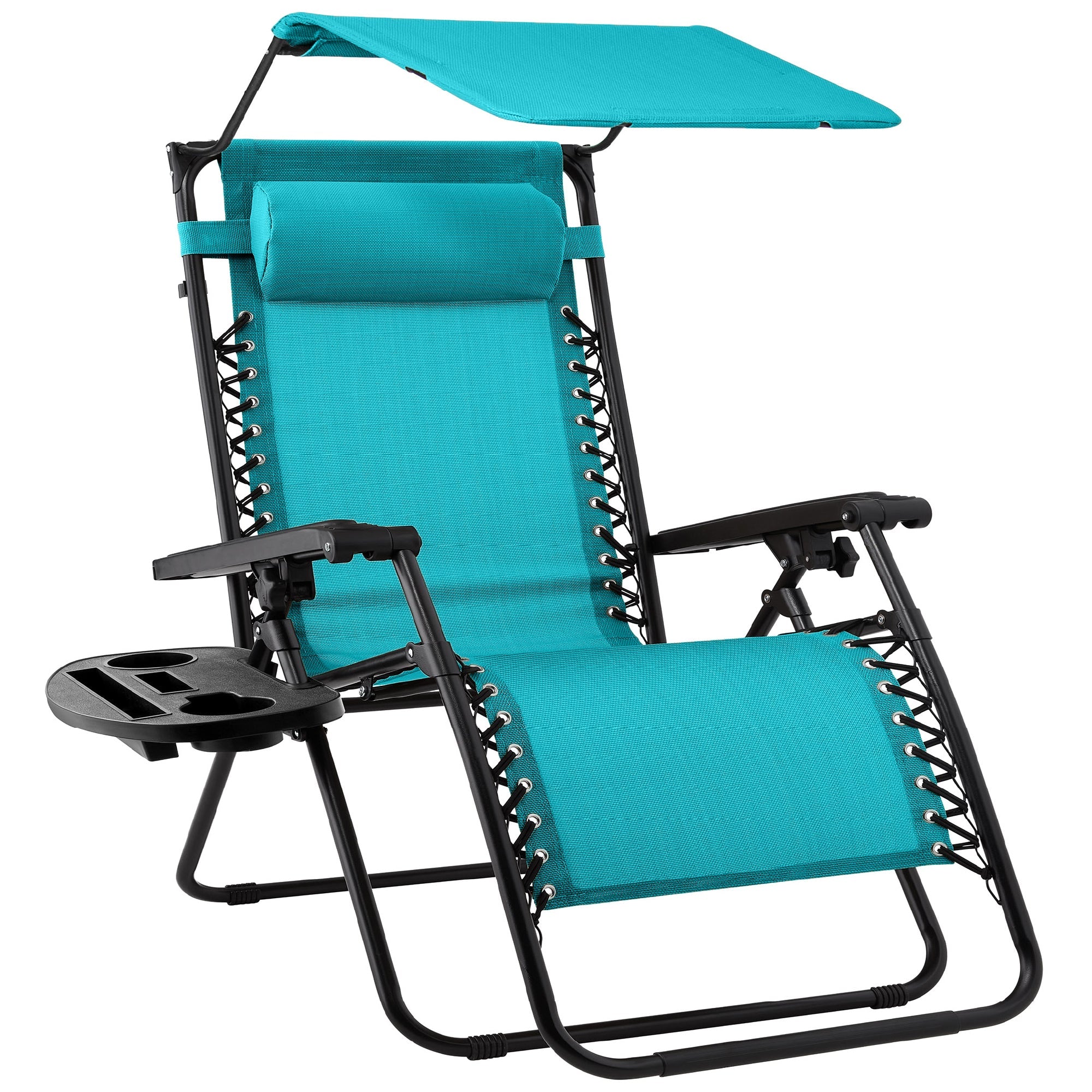 Foldable Zero-Gravity Patio Recliner with Canopy and Side Tray – The Ultimate Outdoor Lounge Chair