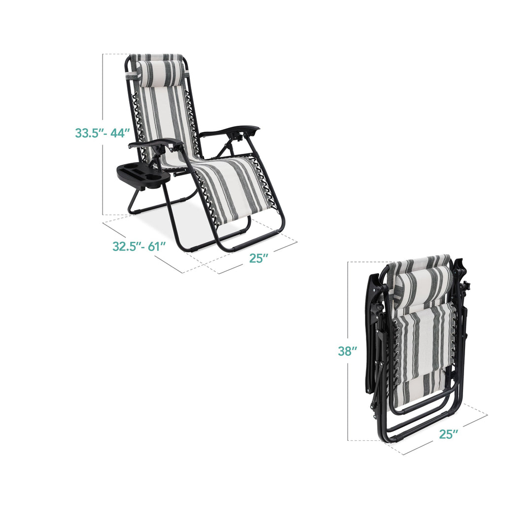 Zero Gravity Recliner Chairs - Set of 2 with Cup Holder Trays