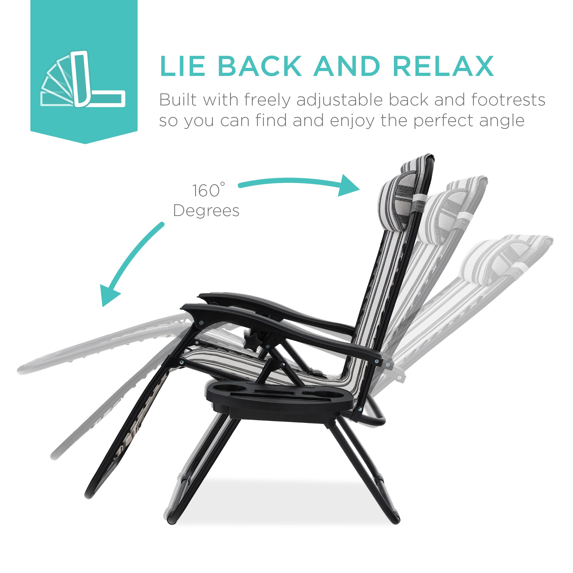 Zero Gravity Recliner Chairs - Set of 2 with Cup Holder Trays