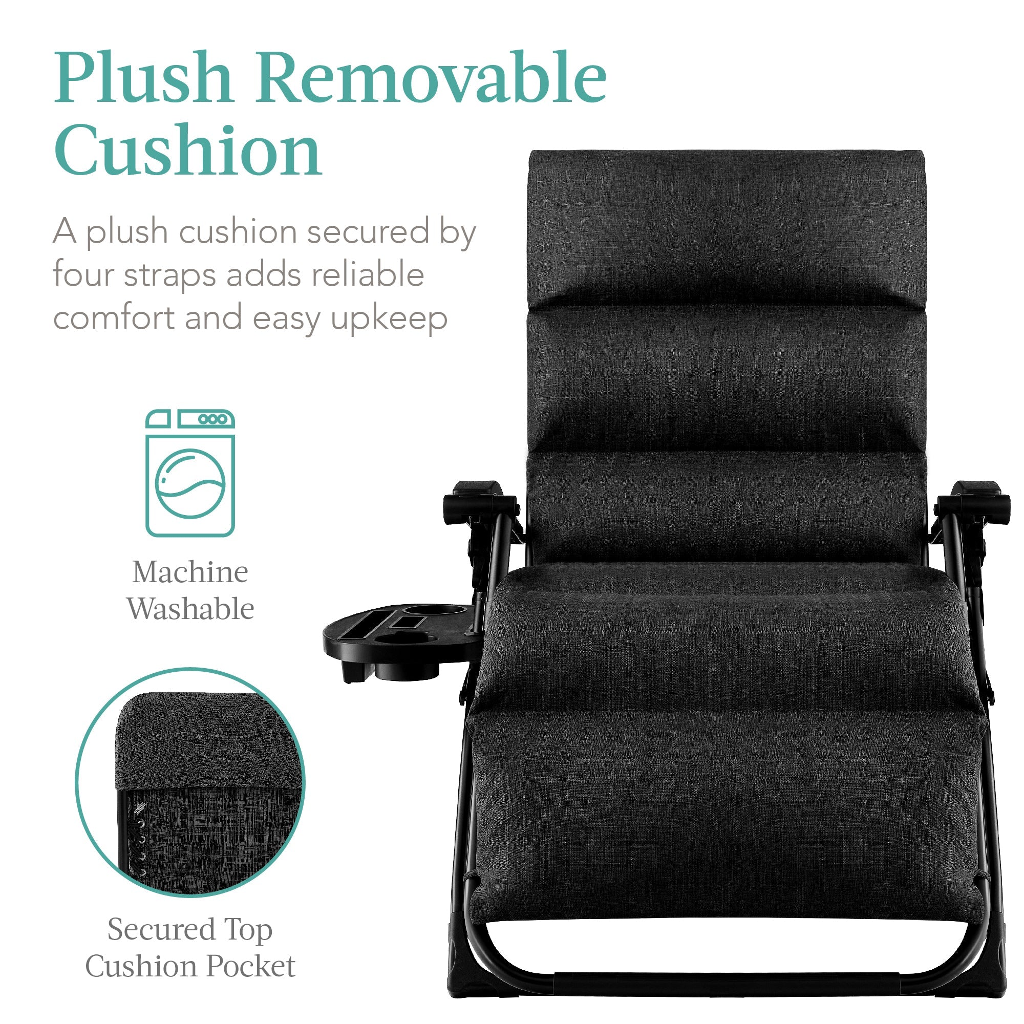 Cushioned Oversized Zero Gravity Recliner with Side Tray